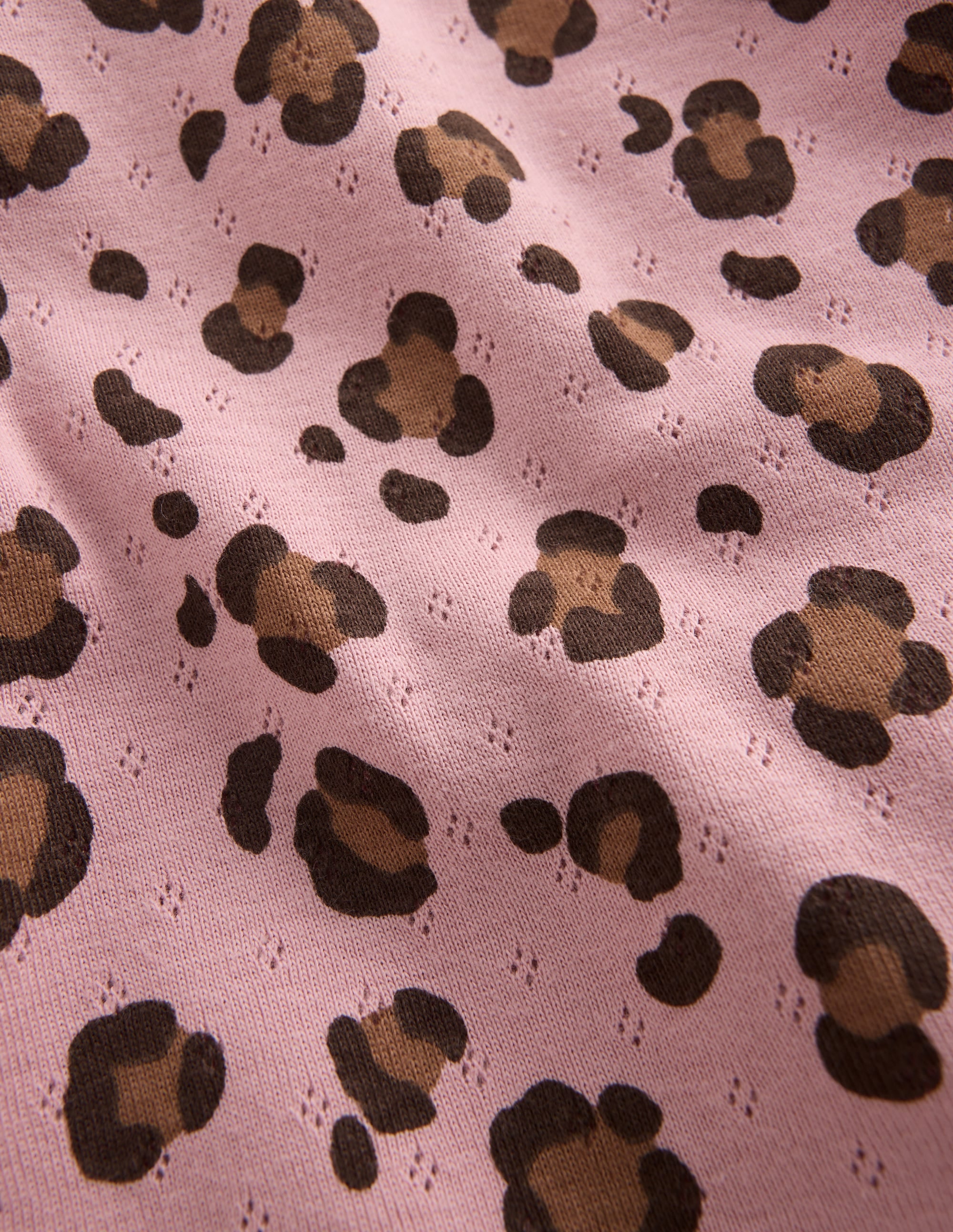 Short Sleeve Pointelle Top-Vintage Pink Leopard - Image 3