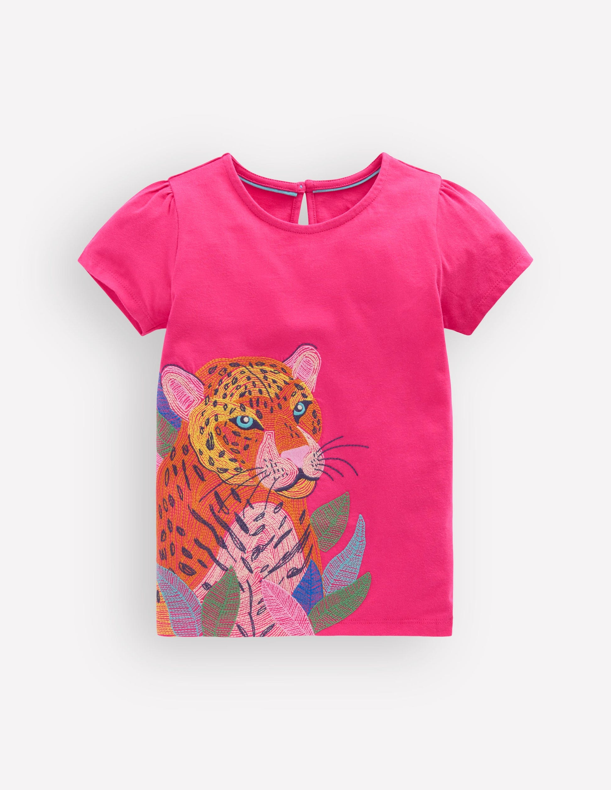 Puff Sleeve Superstitch Top-Raspberry Pink Leopard-1