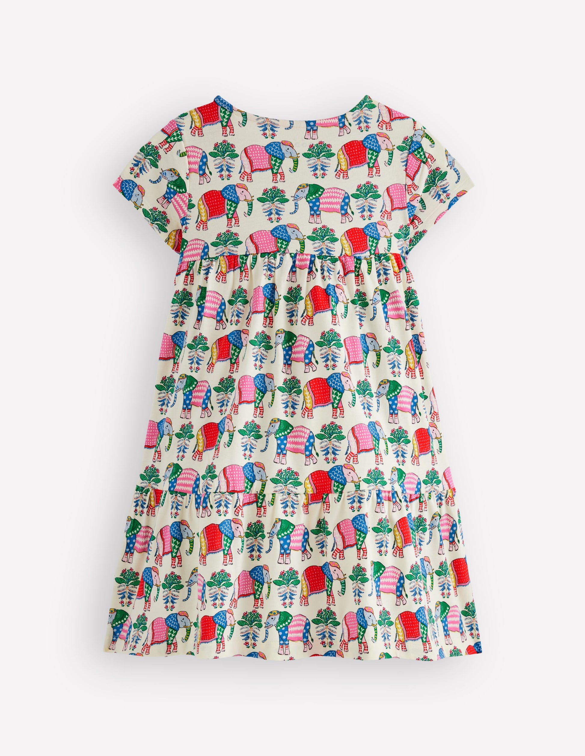Ariel Twirly Jersey Dress-Multi Elephant Woodblock-2