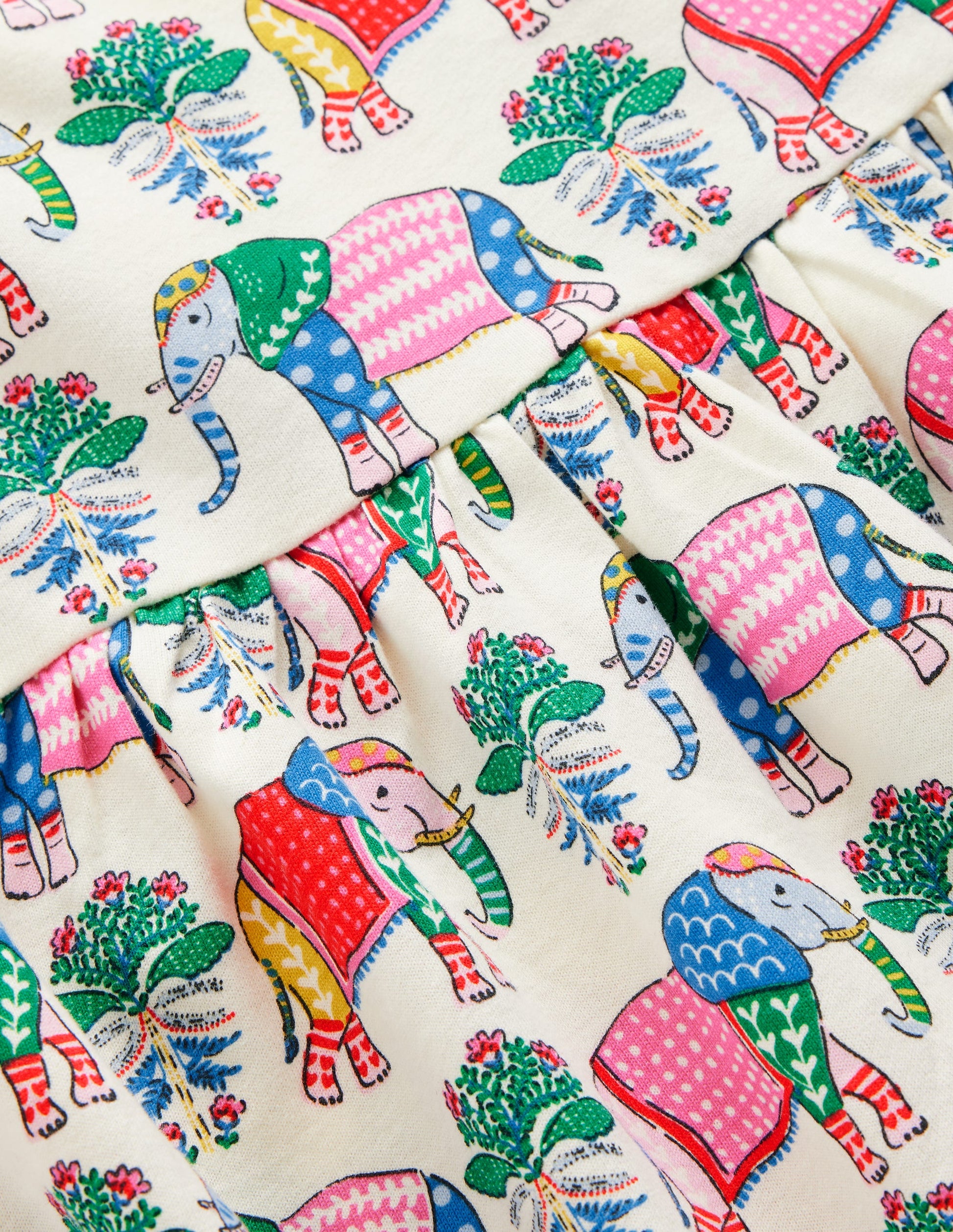 Ariel Twirly Jersey Dress-Multi Elephant Woodblock-3