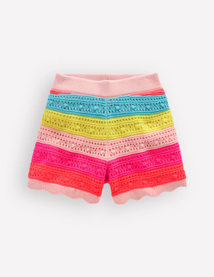 Knitted Shorts-Neon Multi Stripe