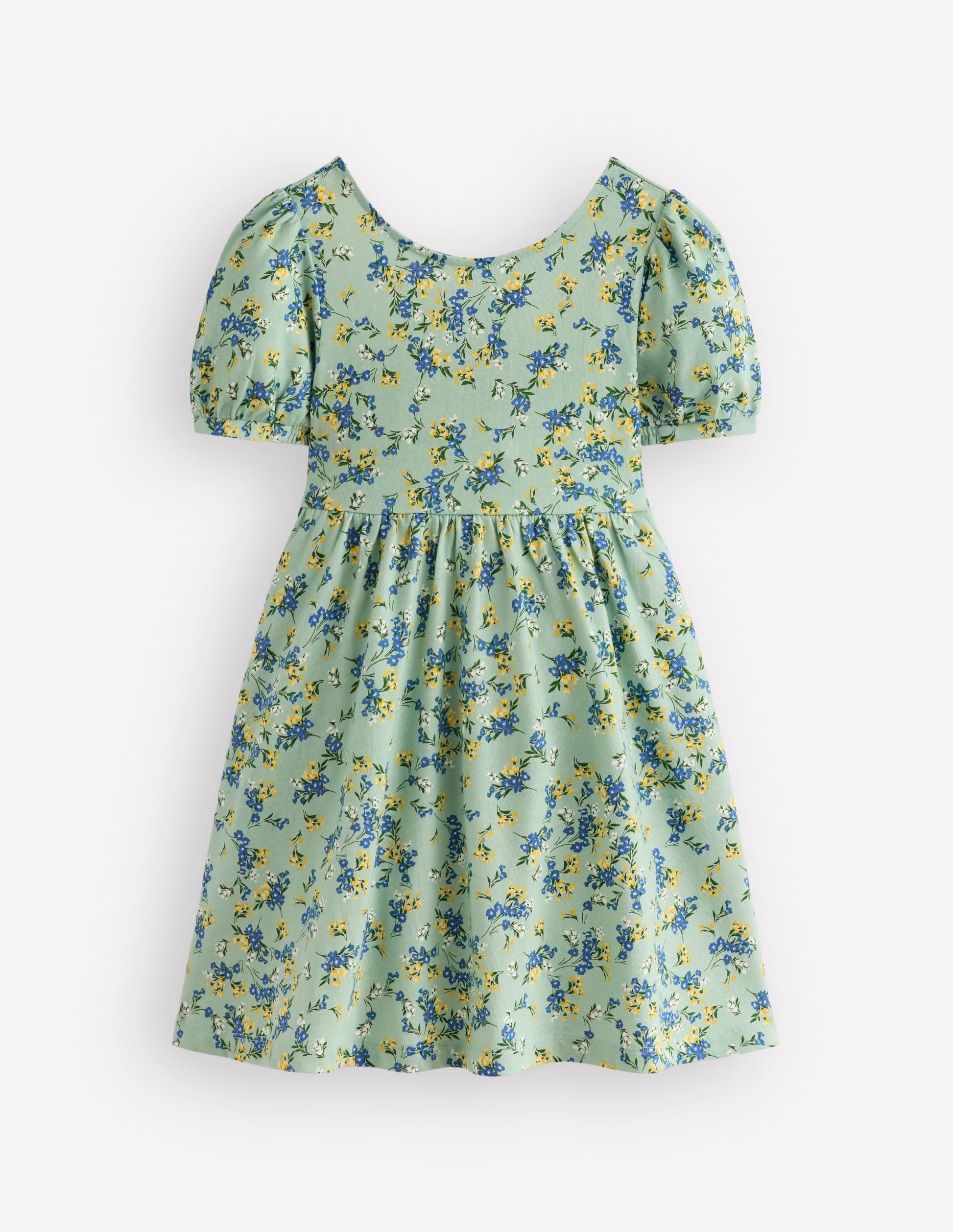 Ballerina Jersey Dress-Green Floral-1