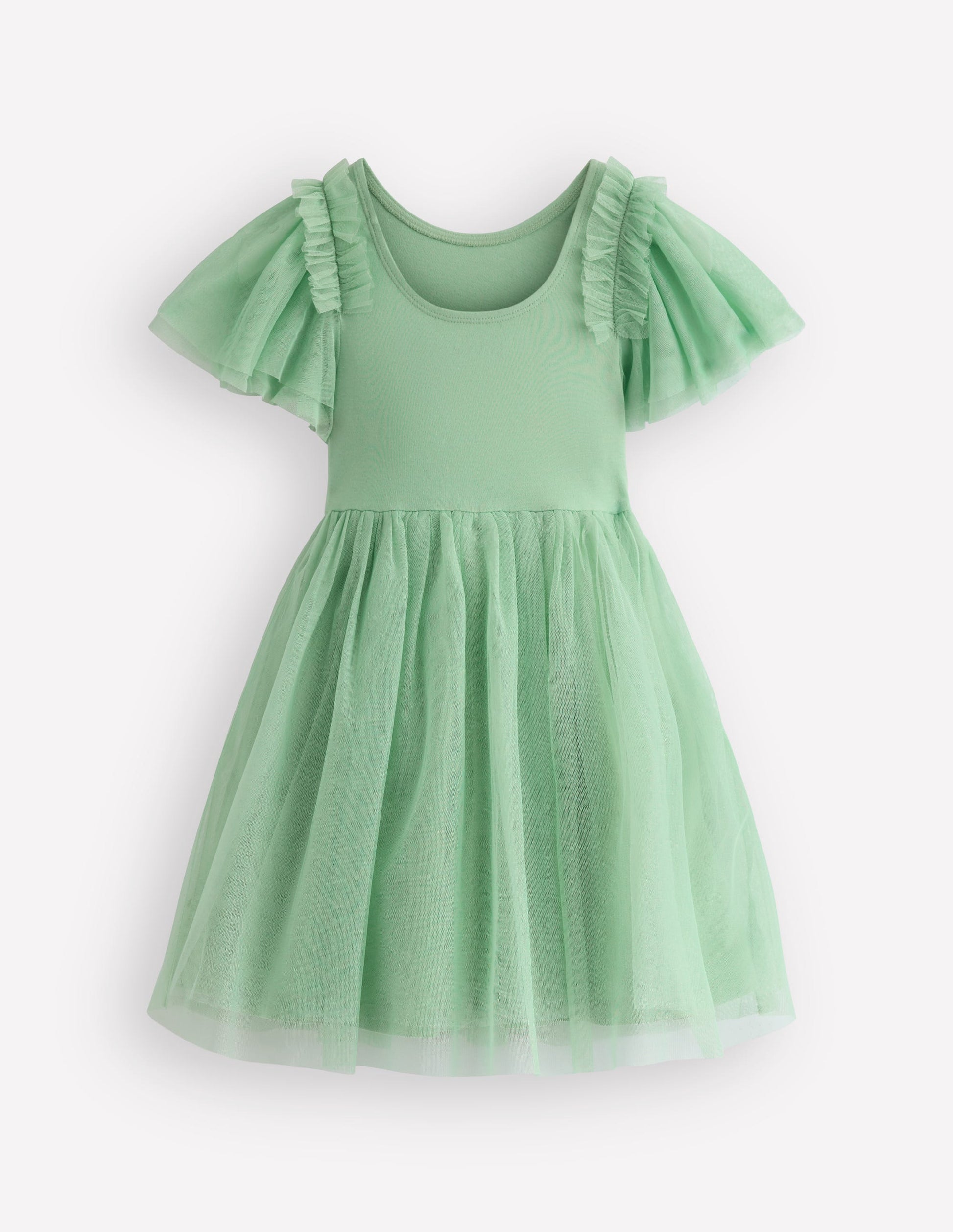 Short Sleeve Logo Tulle Dress-Green Jungle Animals-2