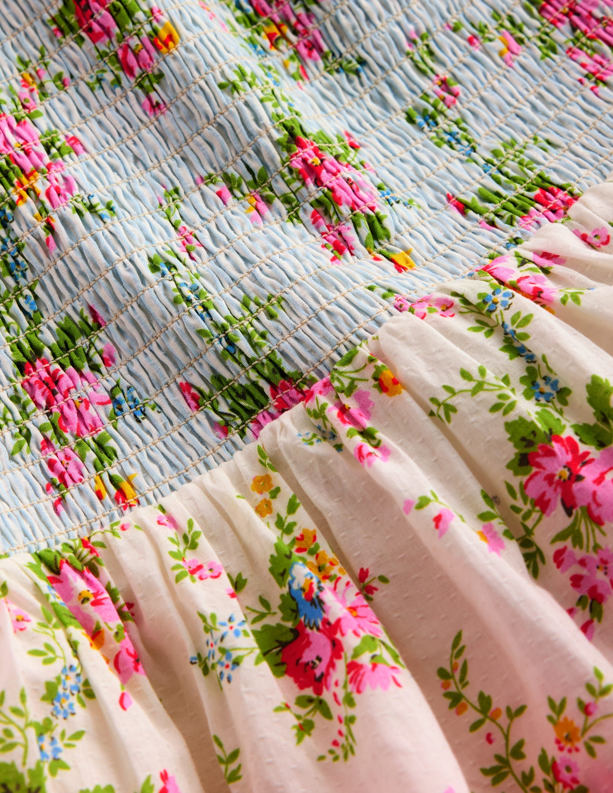 Tiered Lace Trim Dress - Festival Pink Ditsy Rose | Boden USA
