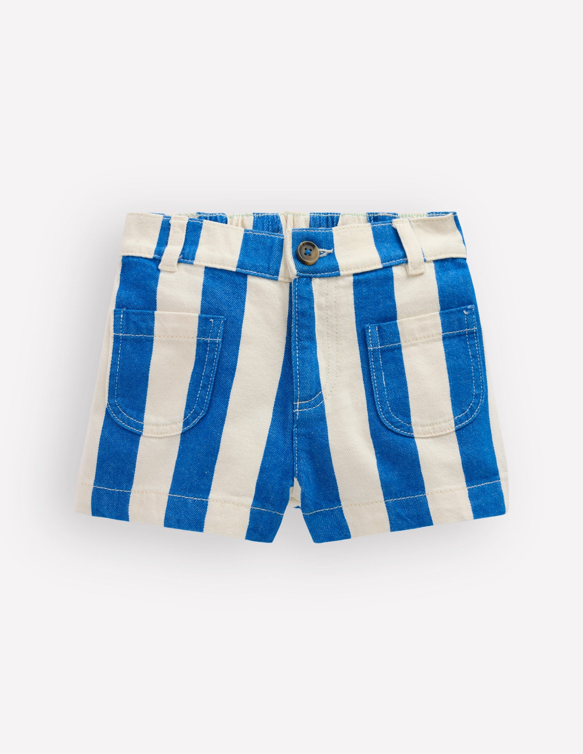 Patch Pocket Shorts-Kingfisher Blue/ Ivory-3