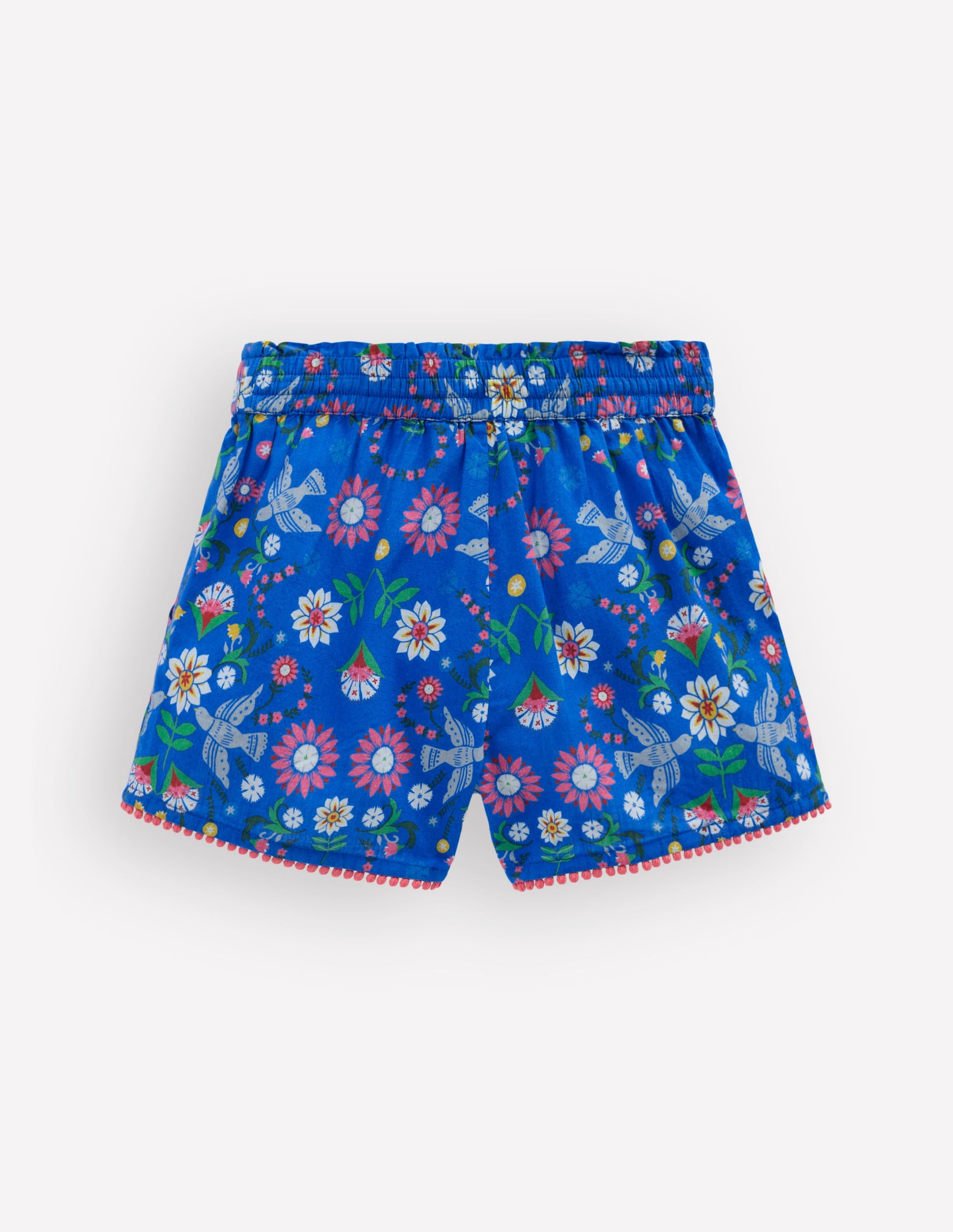Pull-on Vacation Shorts-Kingfisher Blue Bird Floral - Image 2