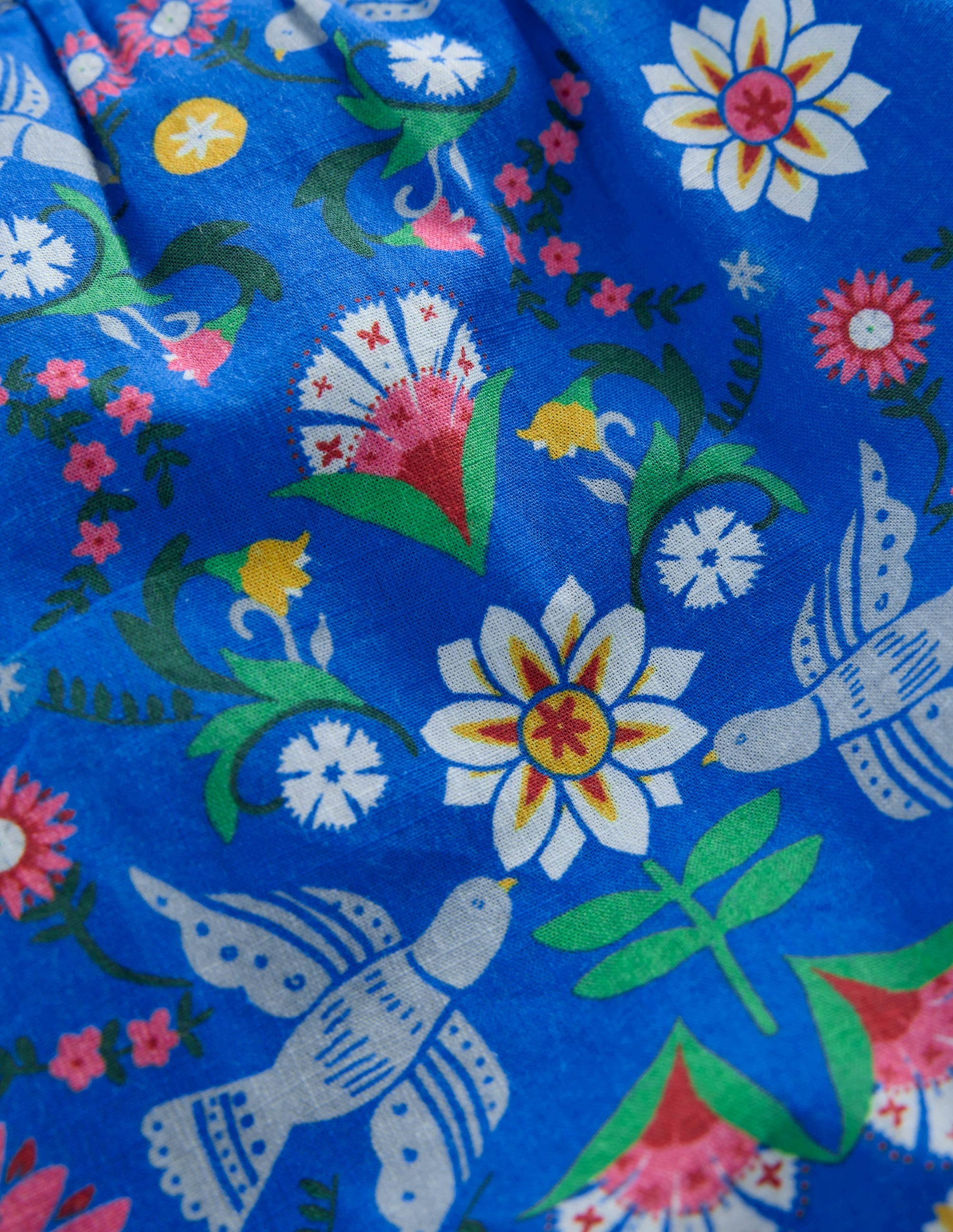 Pull-on Vacation Shorts-Kingfisher Blue Bird Floral - Image 3