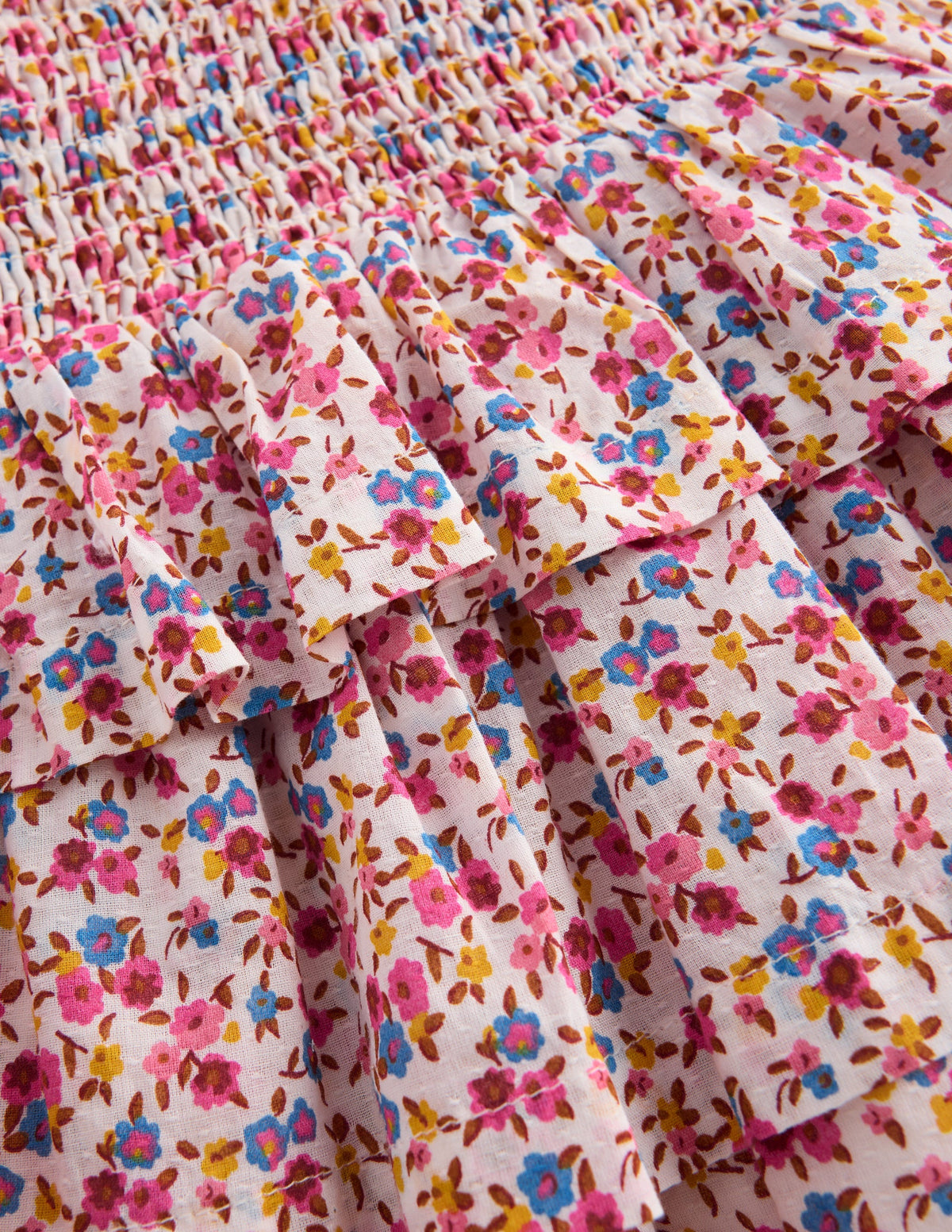 Smocked Waist Ruffle Skirt-Neon Pink Ditsy Floral - Image 3