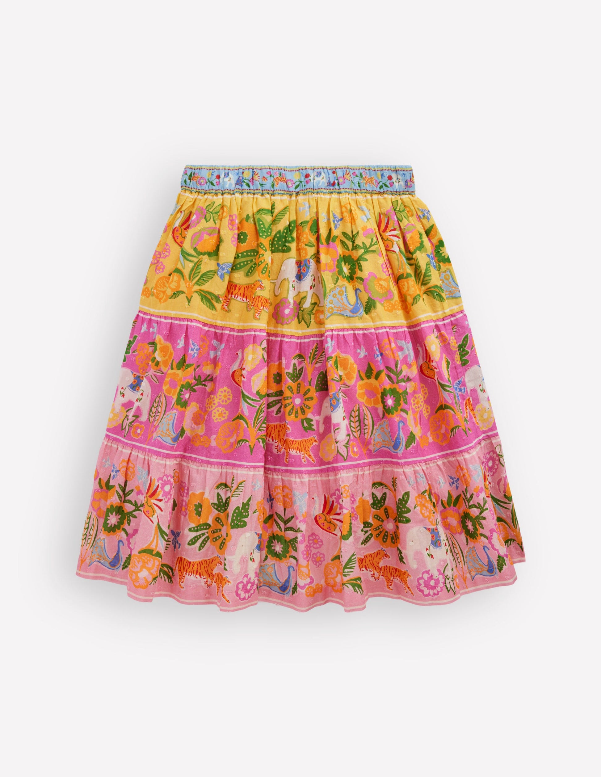 Midi Tiered Skirt-Multi Tropical Animals-3