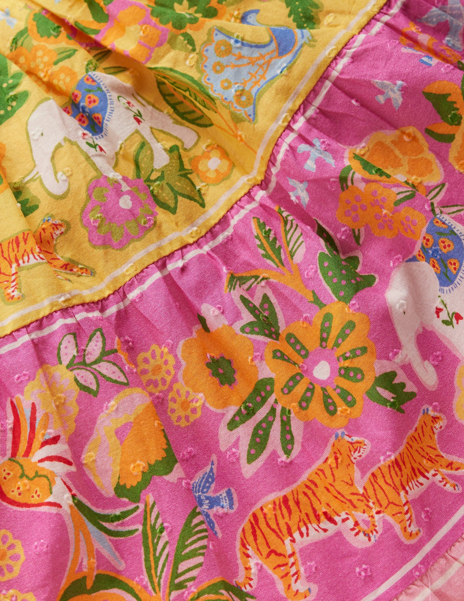 Midi Tiered Skirt-Multi Tropical Animals-4