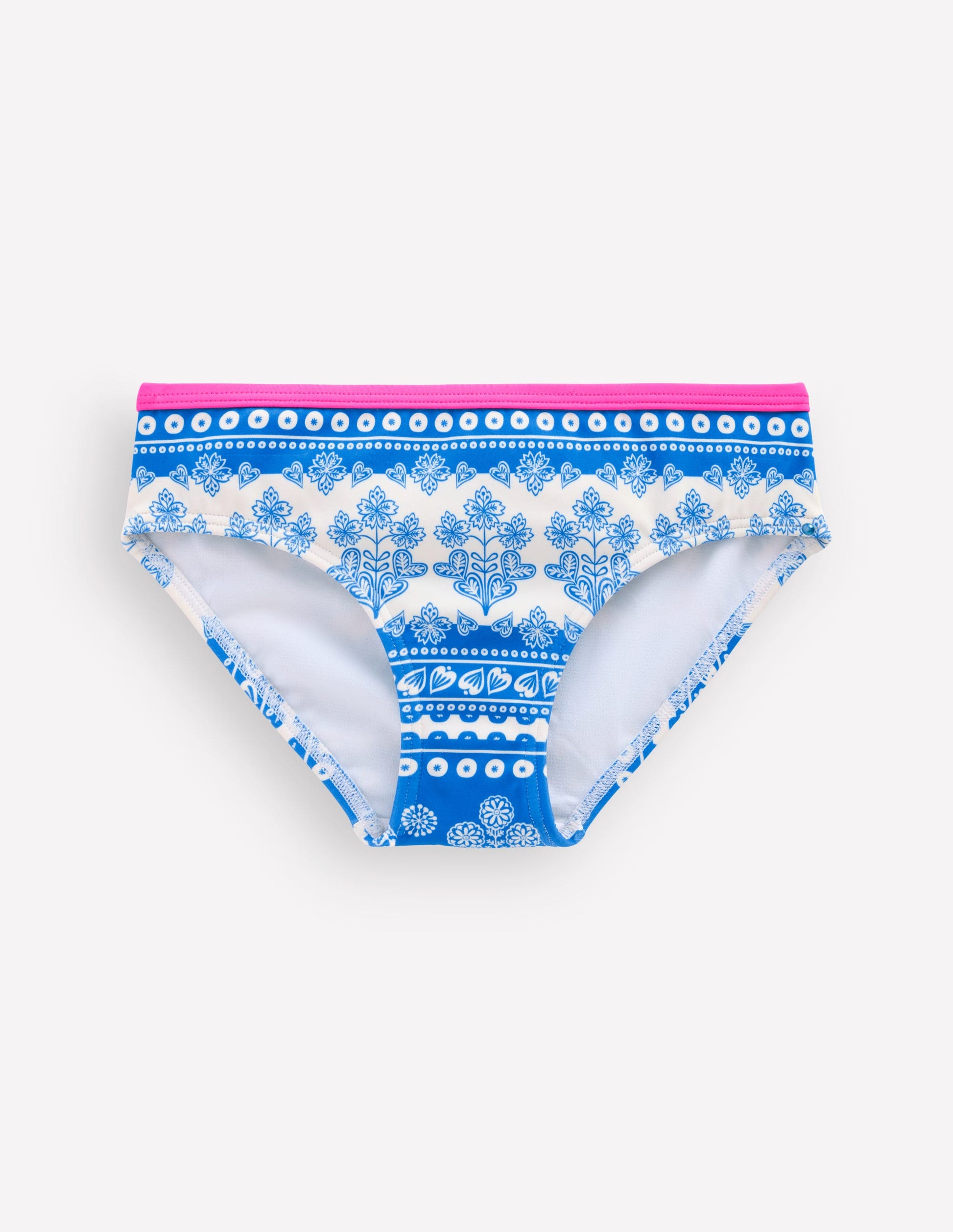 Patterned Bikini Bottoms-Azure Blue Woodblock-1
