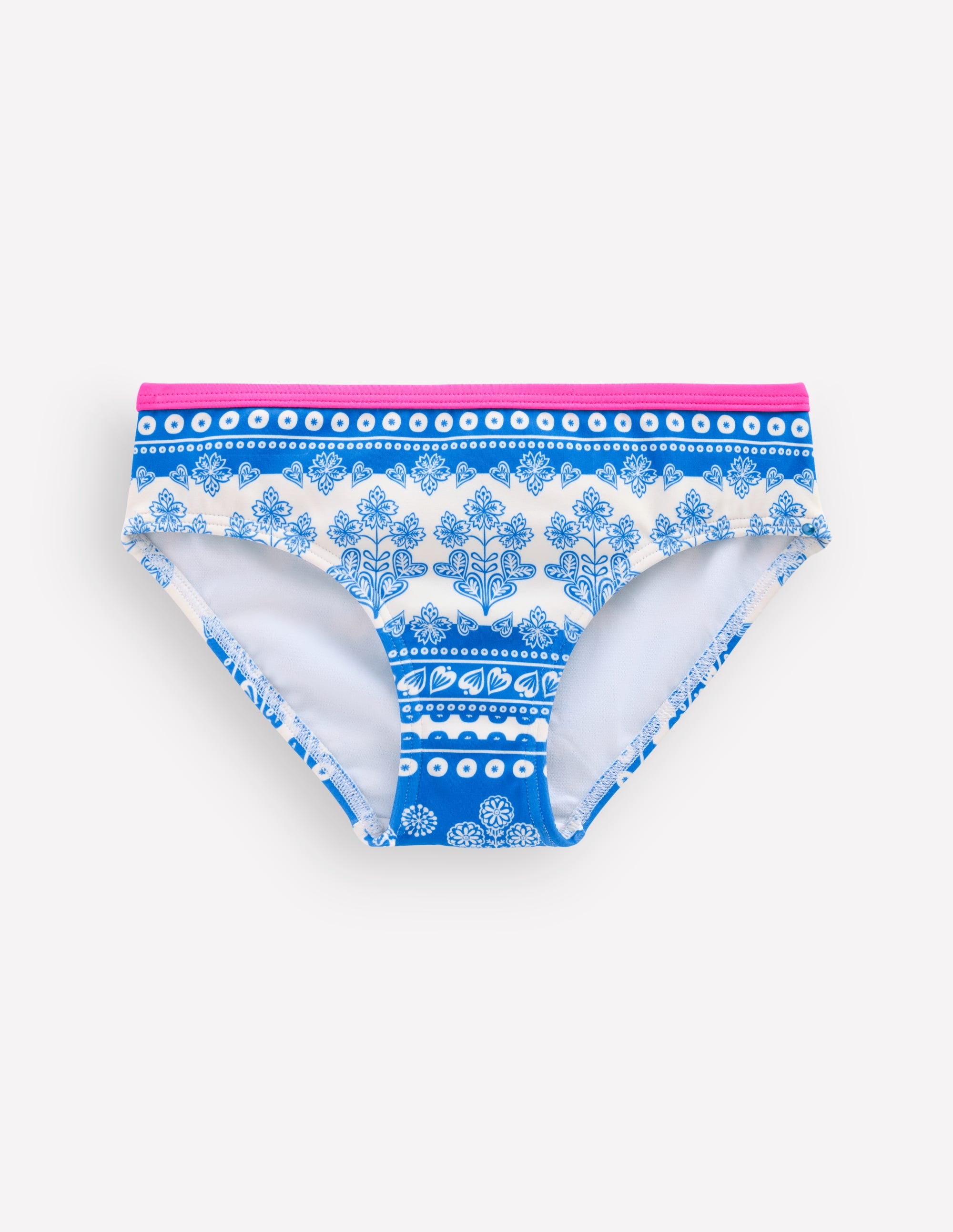 Patterned Bikini Bottoms-Azure Blue Woodblock - Image 1