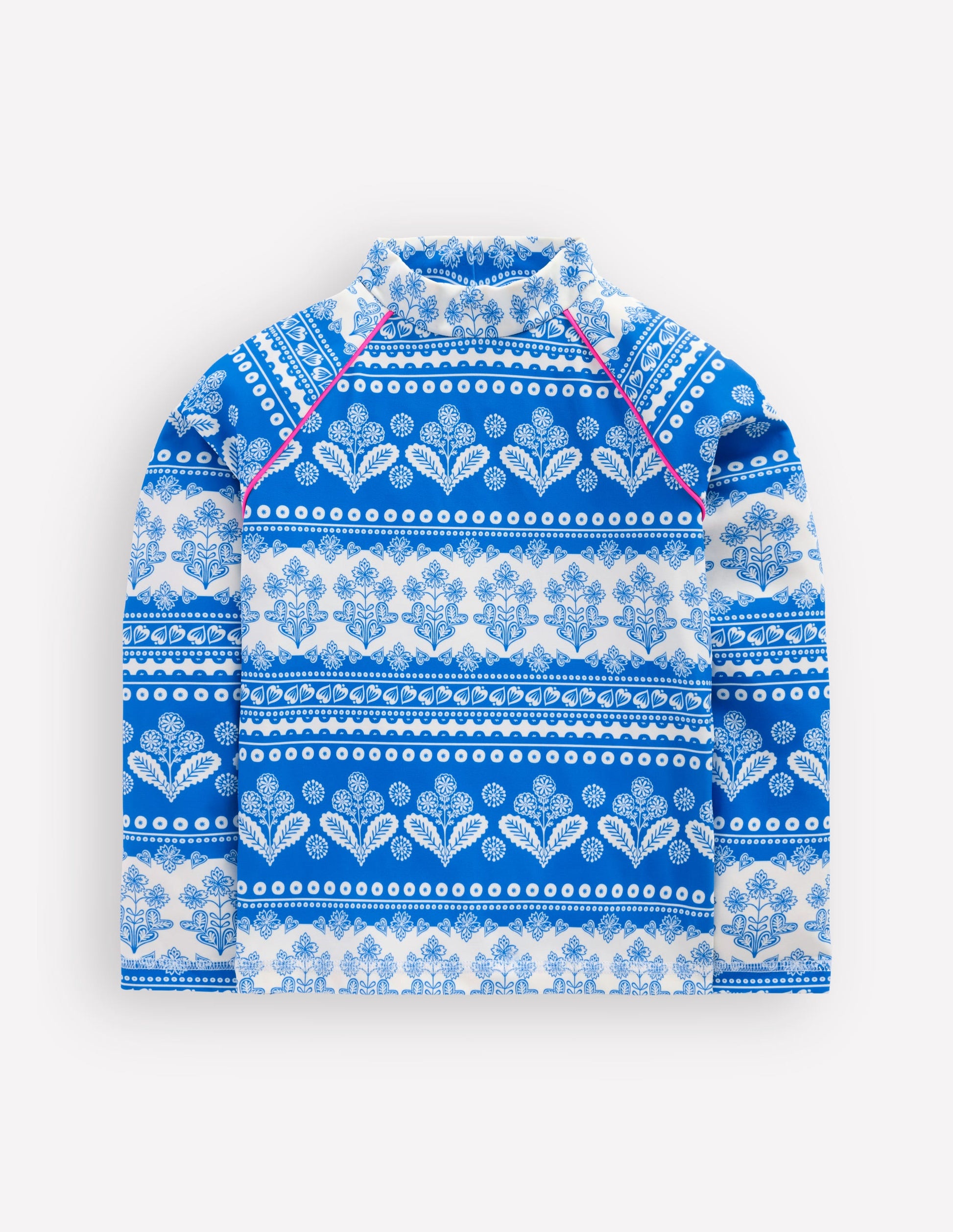 Sunsafe Patterned Rash Vest-Azure Blue Woodblock-1