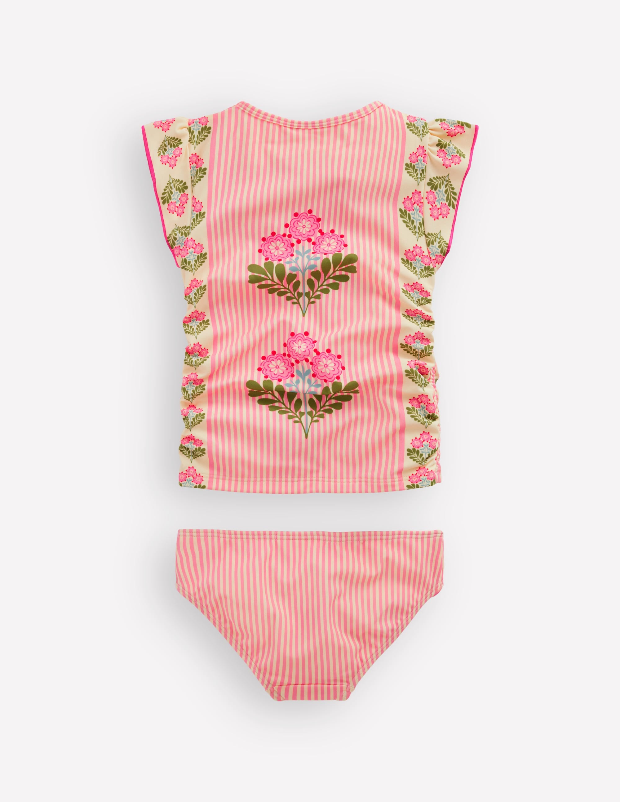 Ruched Tankini Set - Strawberry Pink Woodblock | Boden USA