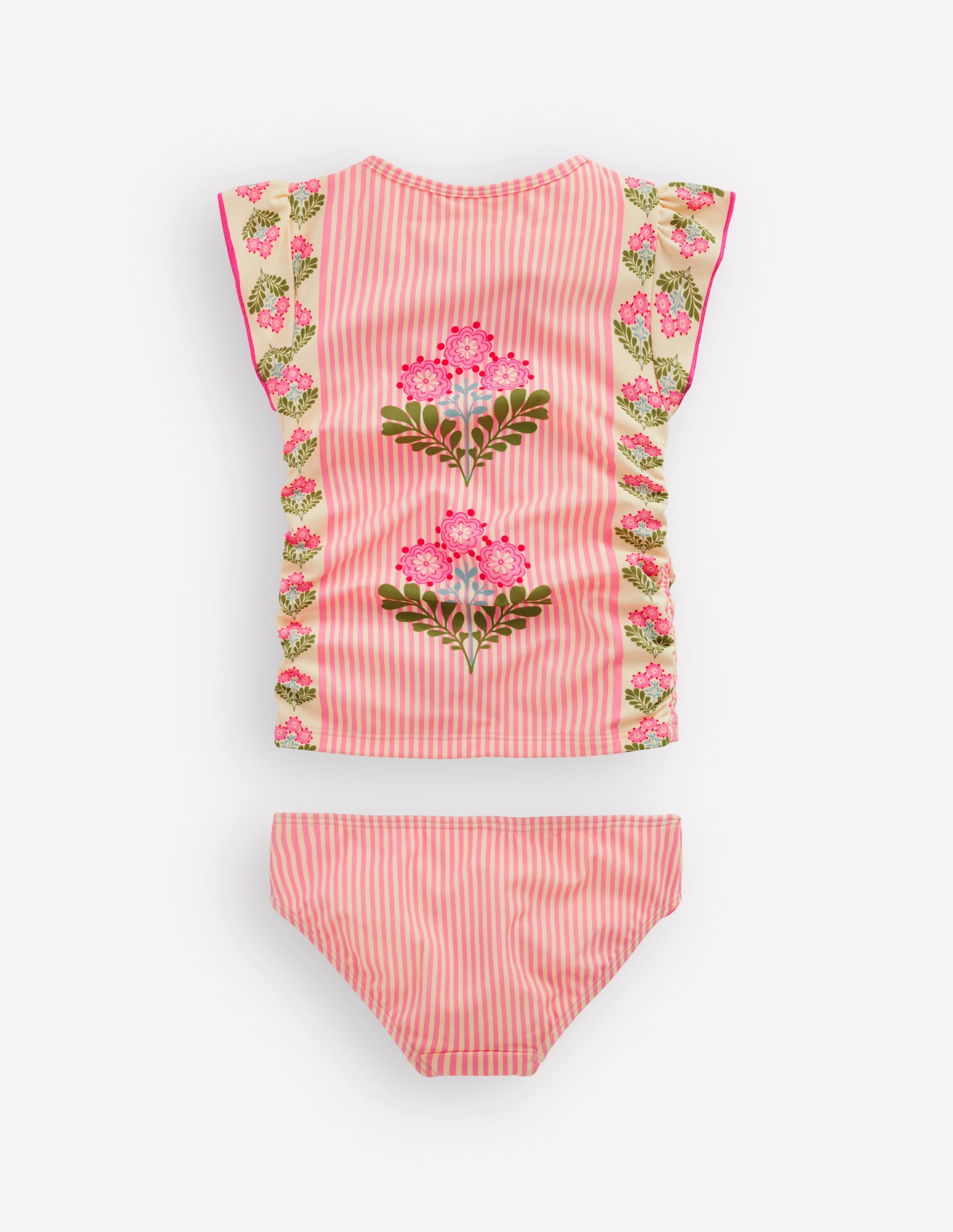 Ruched Tankini Set-Strawberry Pink Woodblock-3