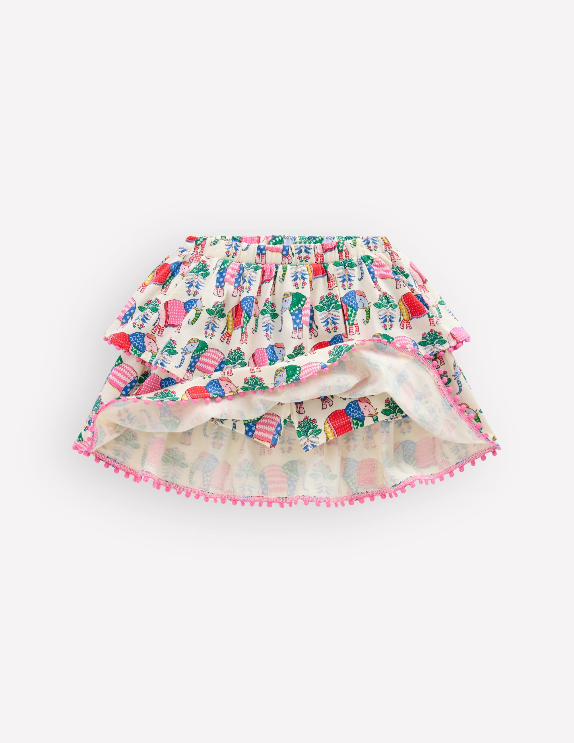 Ruffle Jersey Skort-Multi Elephant Woodblock - Image 4