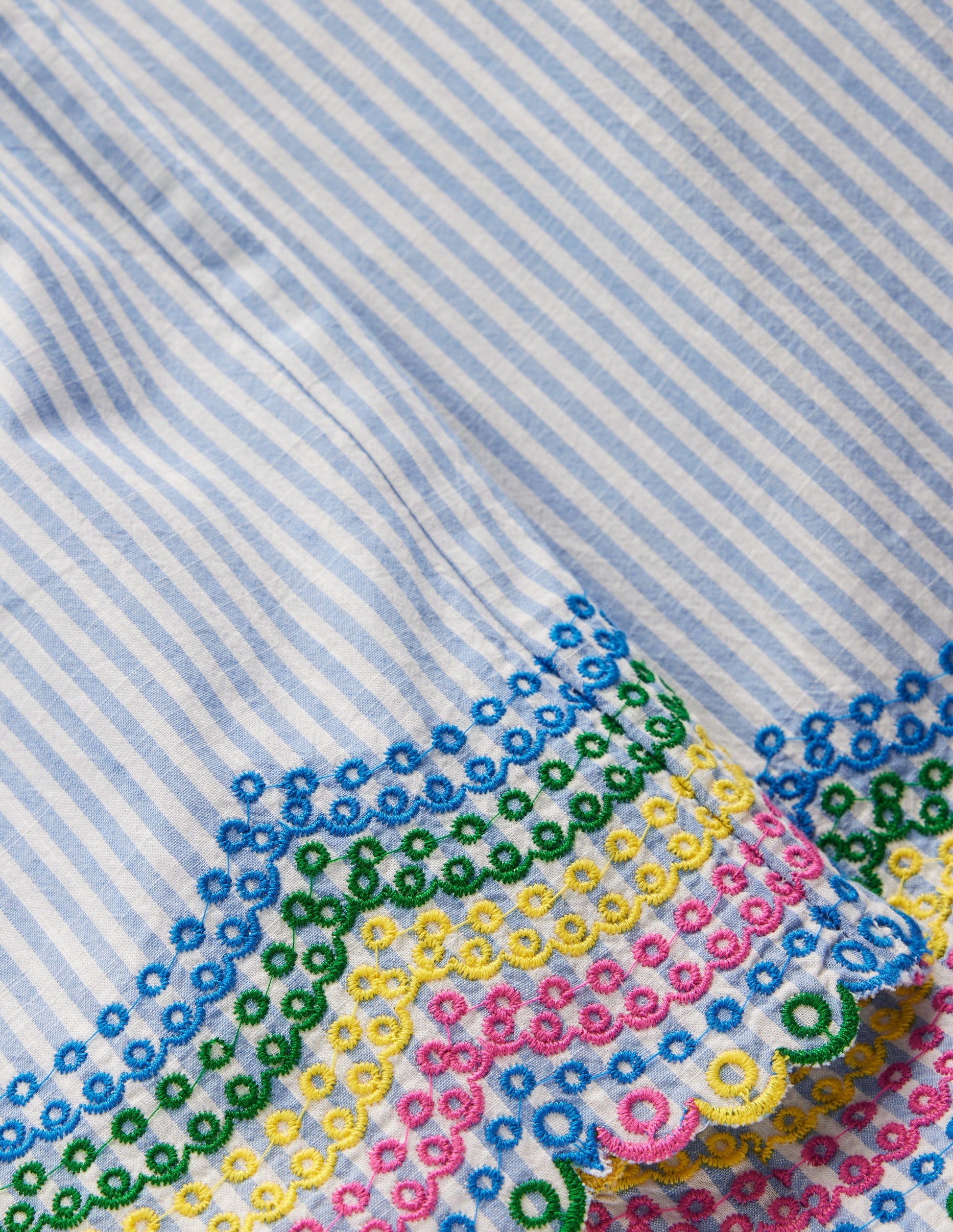 Scallop Hem Pants-Blue Ticking Rainbow-4