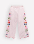Scallop Hem Pants-Chalk Pink/ Ivory Floral