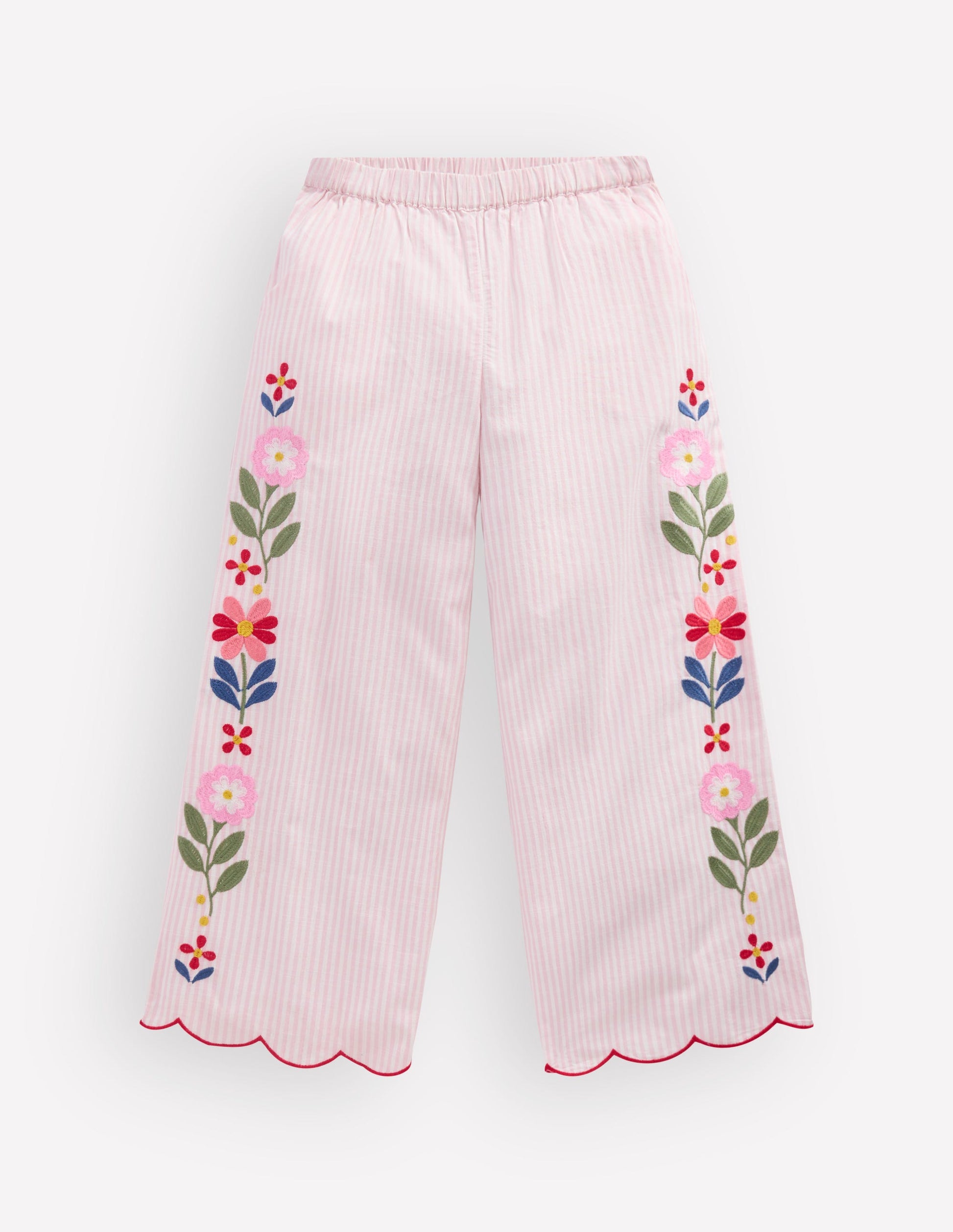Scallop Hem Pants-Chalk Pink/ Ivory Floral-2
