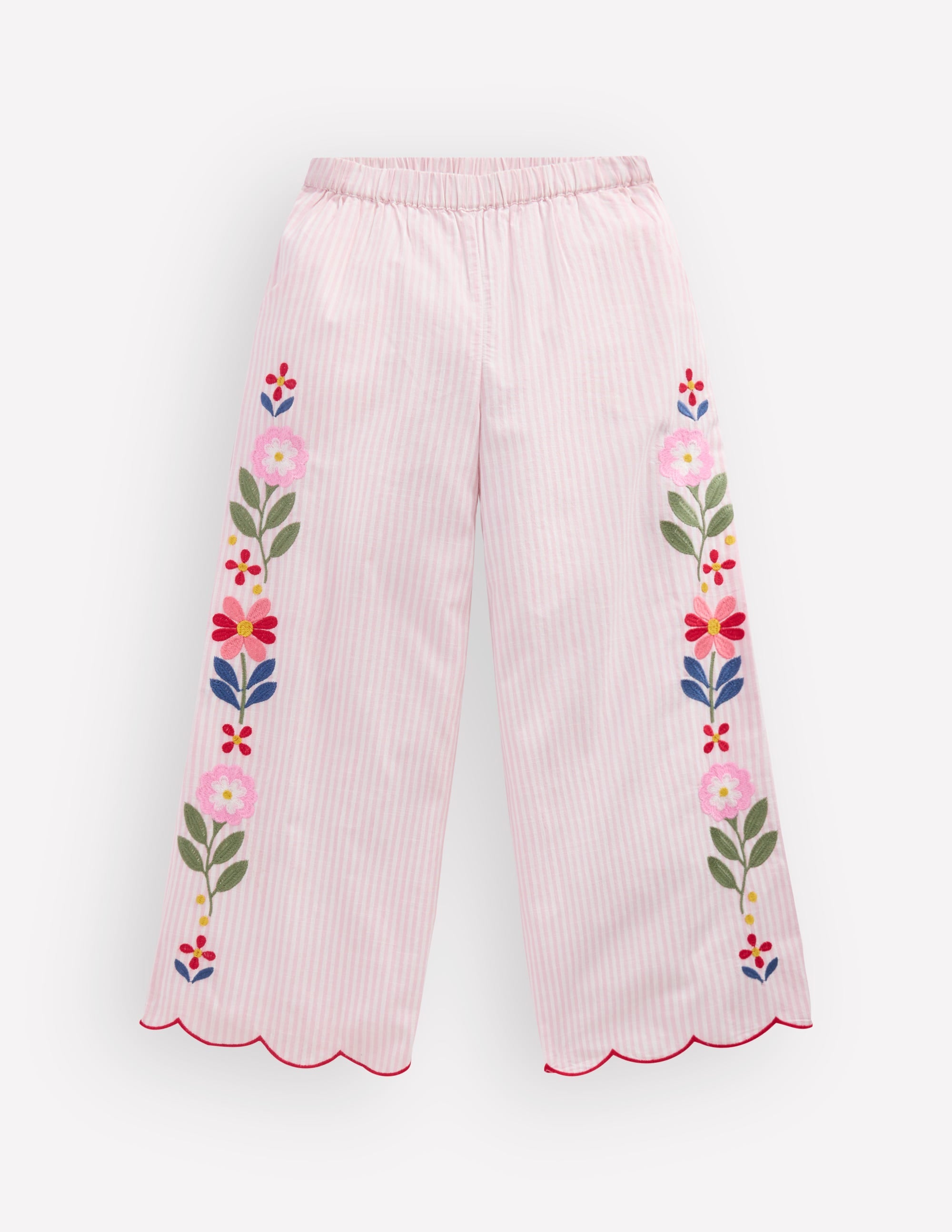 Scallop Hem Pants-Chalk Pink/ Ivory Floral - Image 1