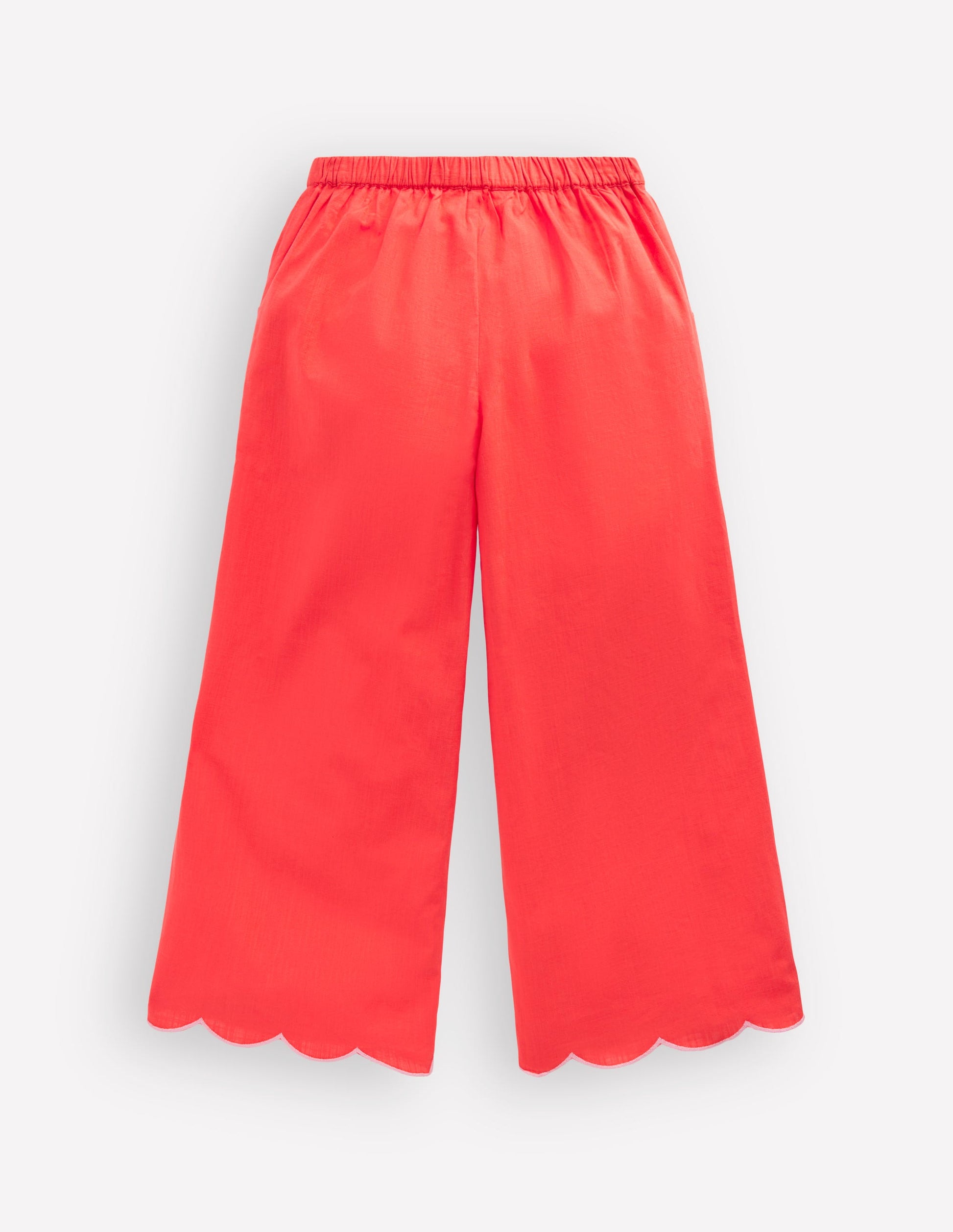 Scallop Hem Pants-Spicy Red Neon Embroidery-2