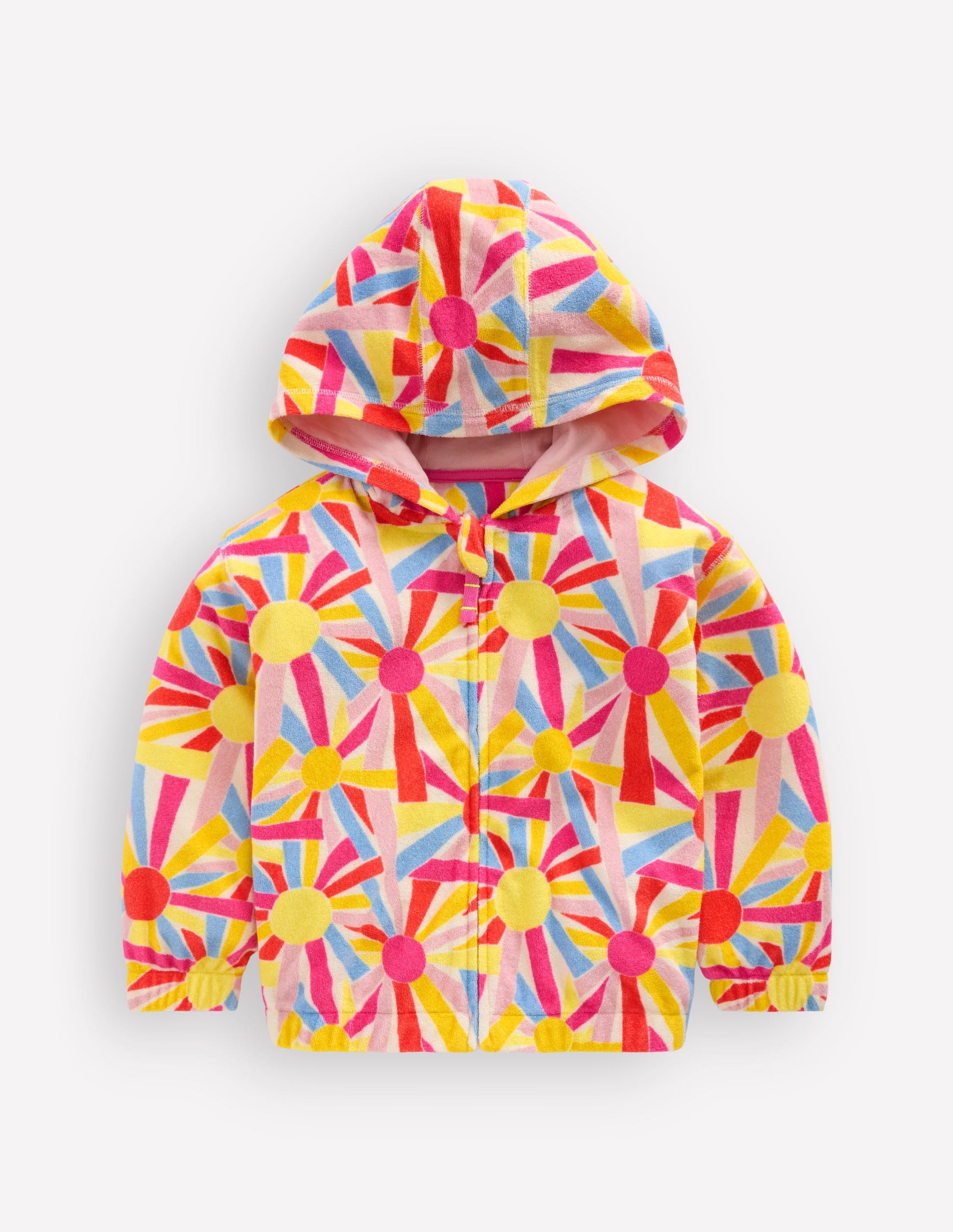 Relaxed Towelling Hoodie-Ivory Sunburst-2