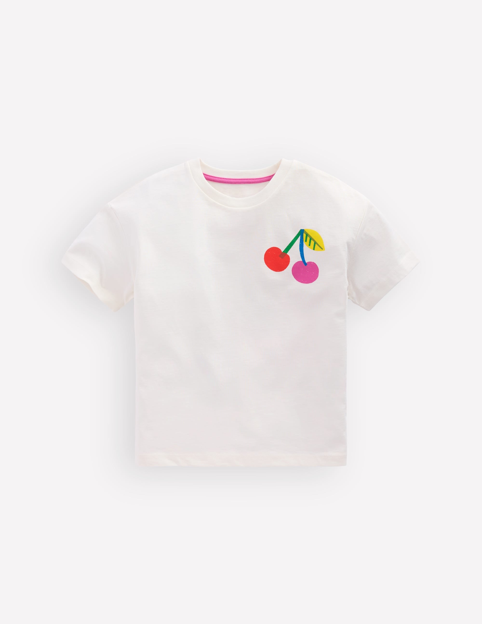 Short Sleeve Printed T-Shirt-Soft Ivory Cherries - Image 2