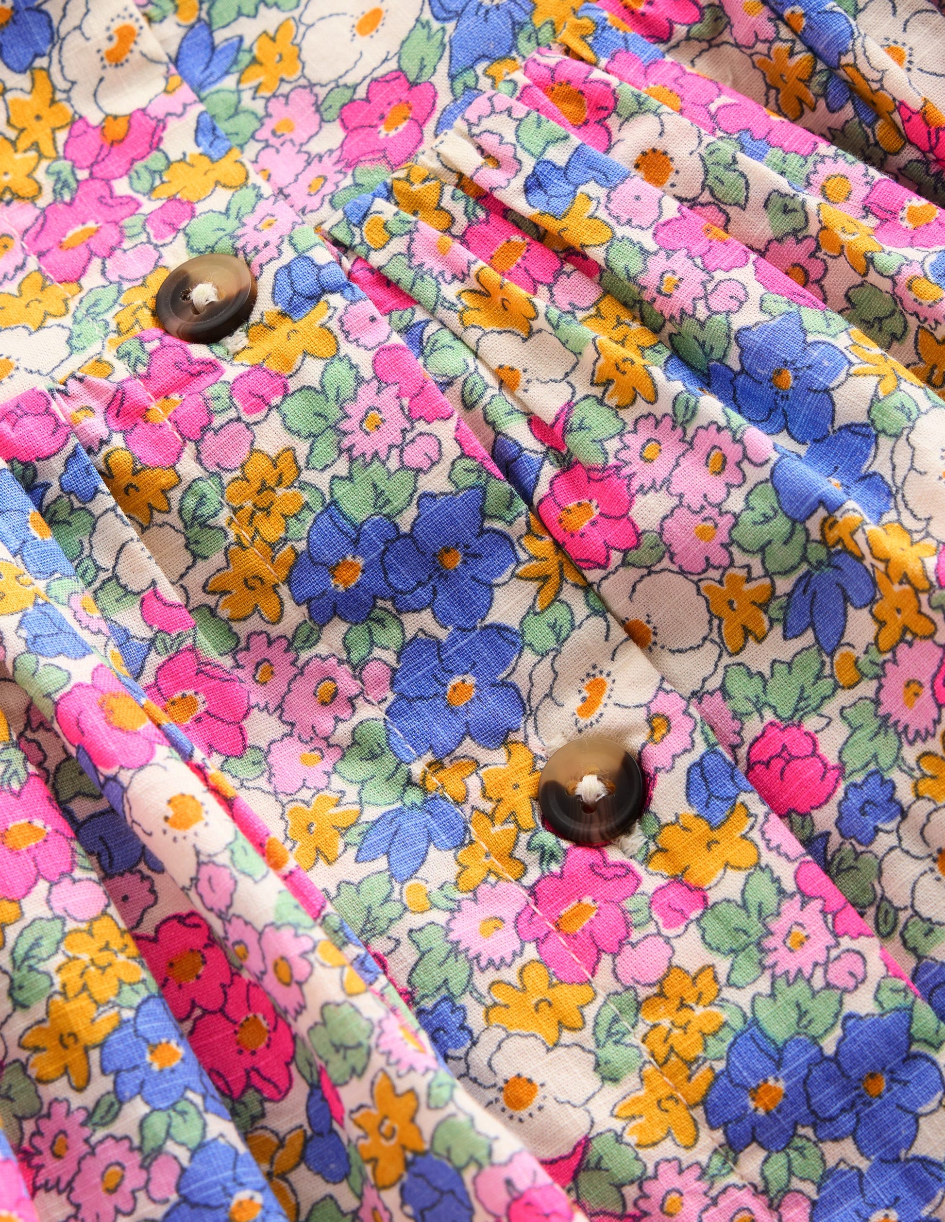 Remy Button Through Dress-Pink Ditsy Floral-3