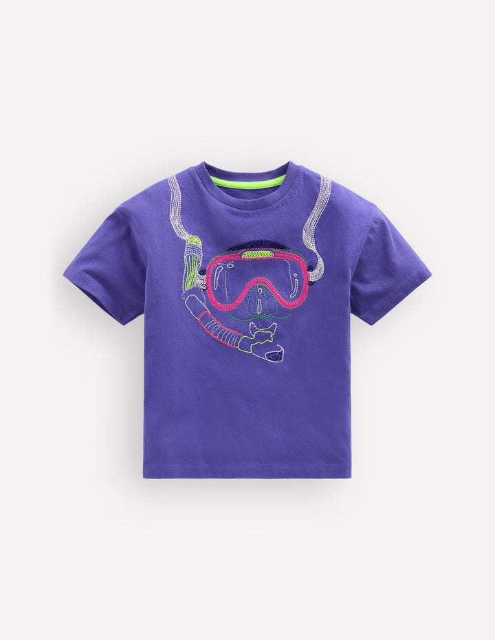 Relaxed Applique T-shirt-Wisteria Blue Snorkel