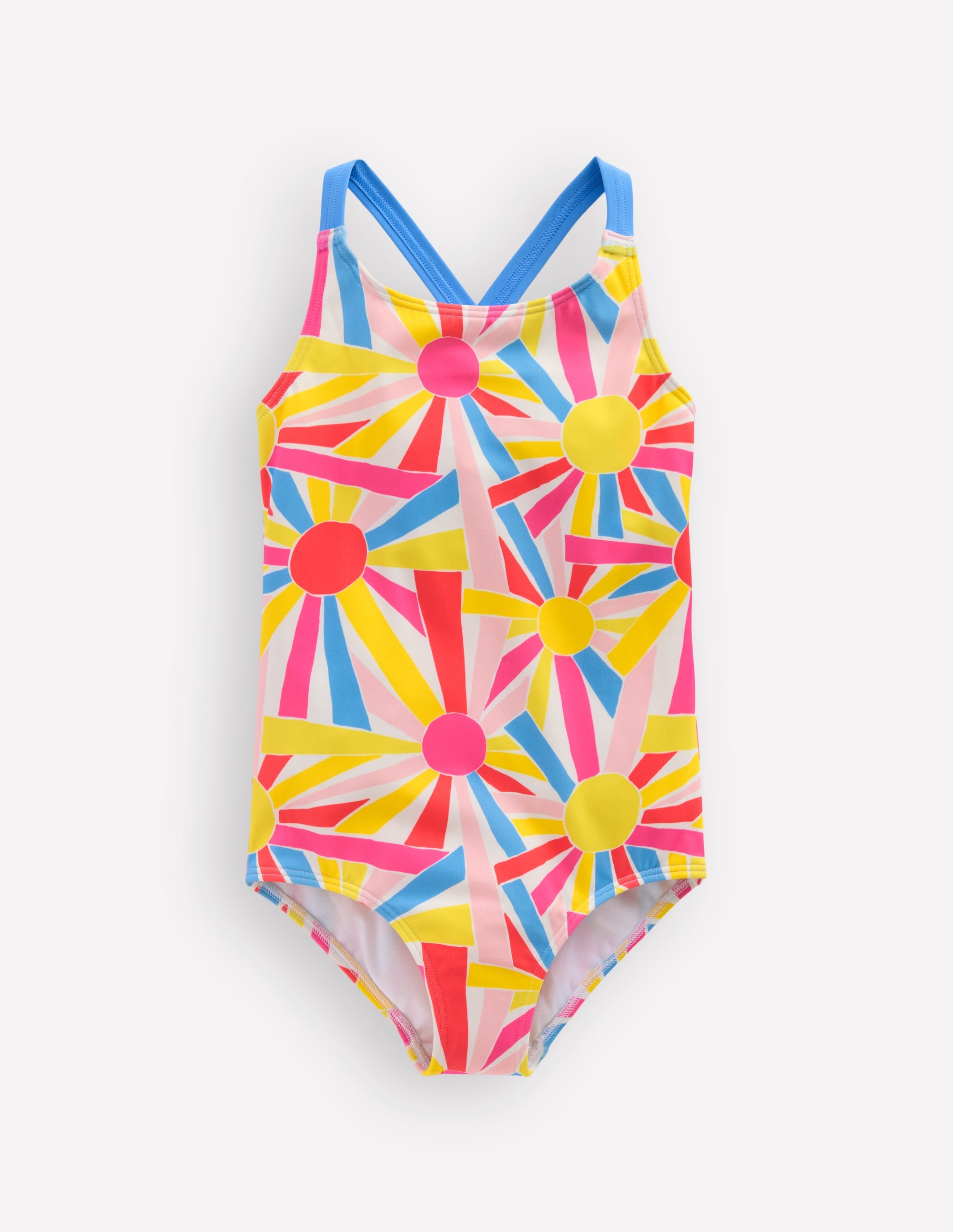 Cross - Back Printed Swimsuit - Ivory Sunburst | Boden USA