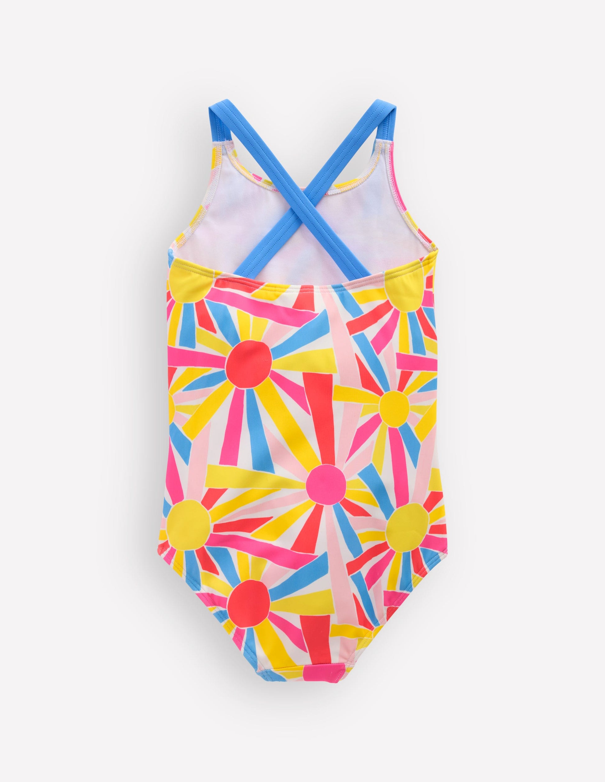 Cross-Back Printed Swimsuit-Ivory Sunburst-4