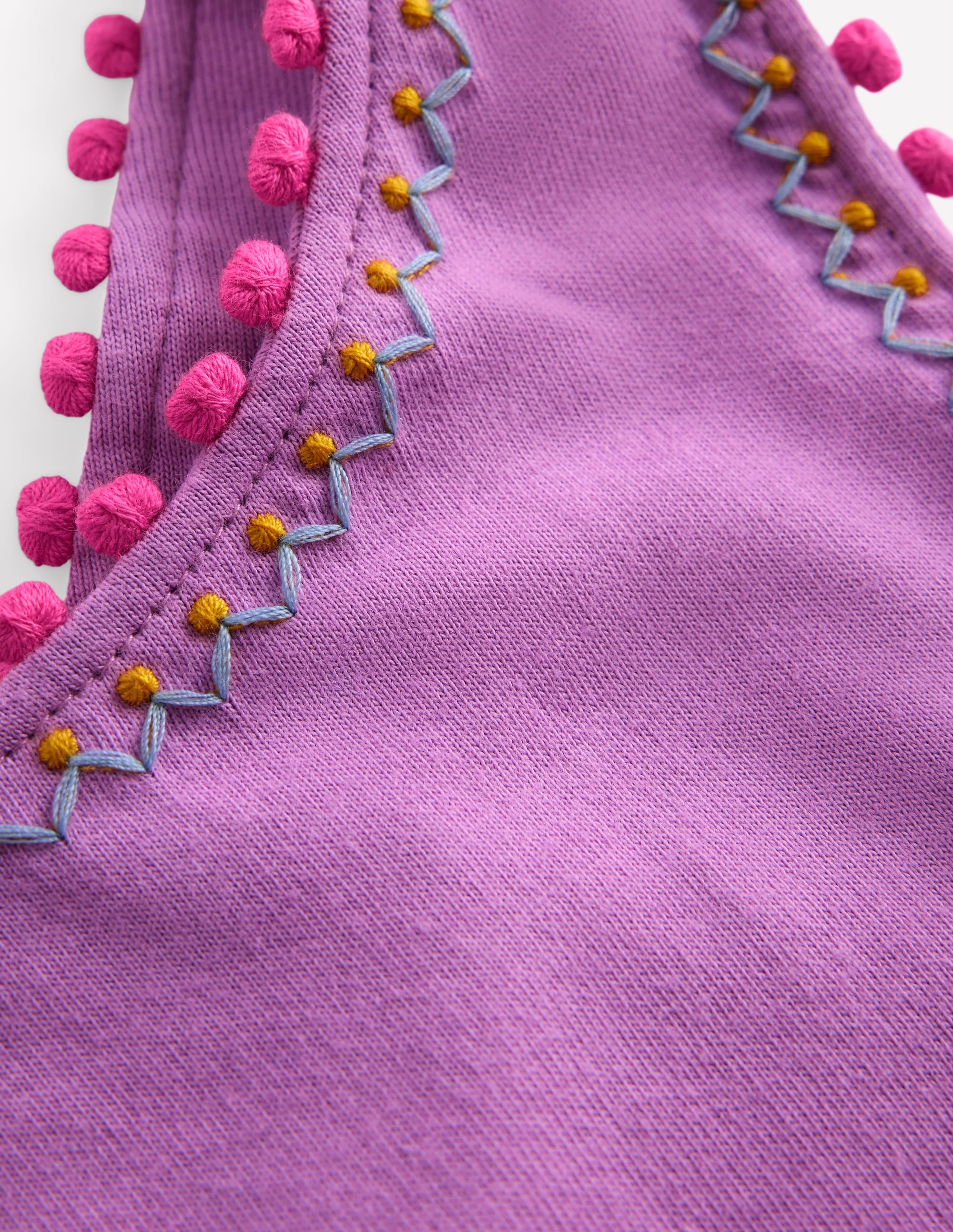 Cross-Back Pom Trim Top-Chalky Violet - Image 3