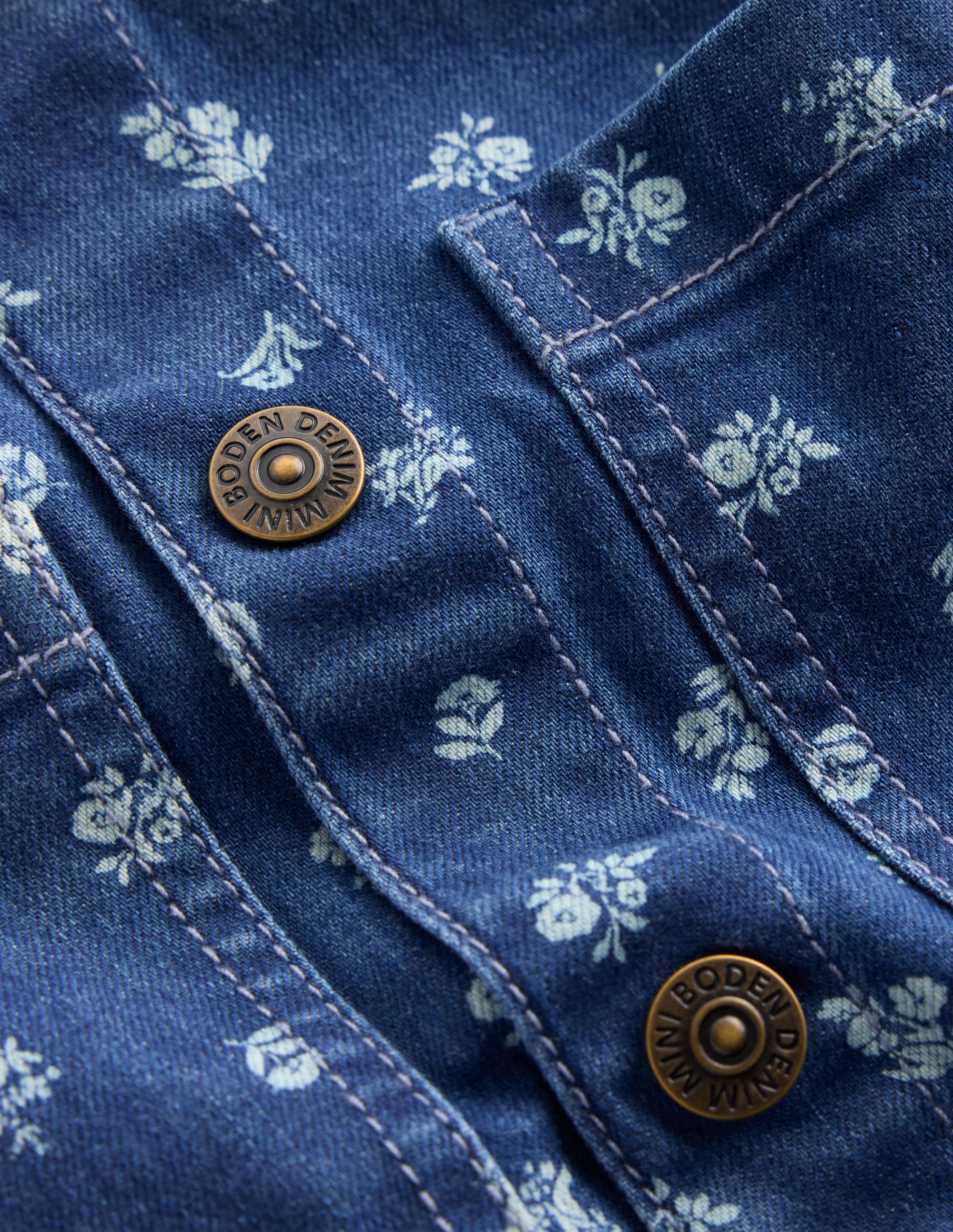 Denim Shirt Dress-Blue Ditsy Floral - Image 3
