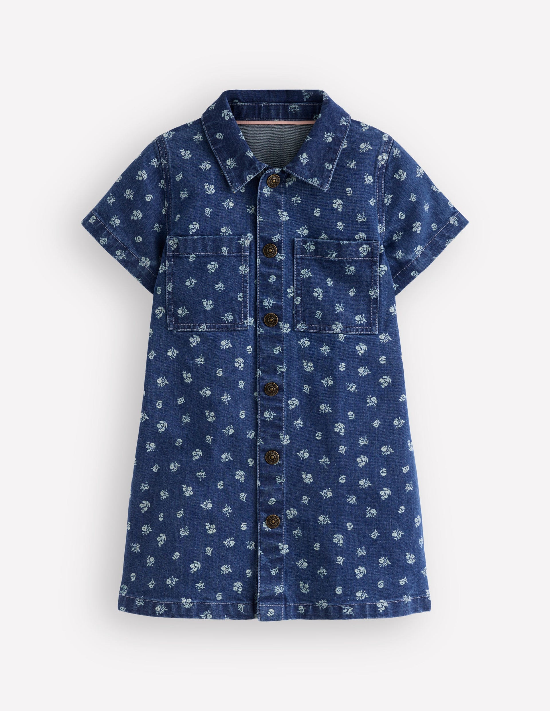 Boden Girls Denim Shirt Dress in Blue