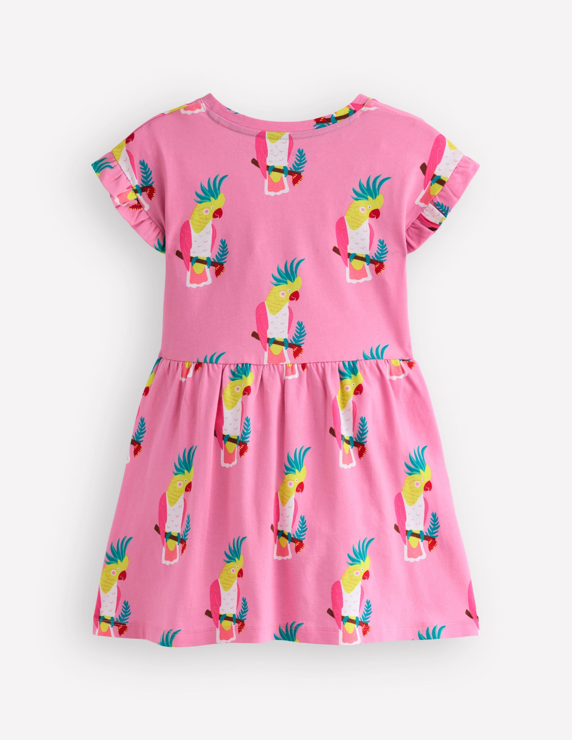 Jersey T-Shirt Dress-Flamingo Pink Tropical Bird - Image 4