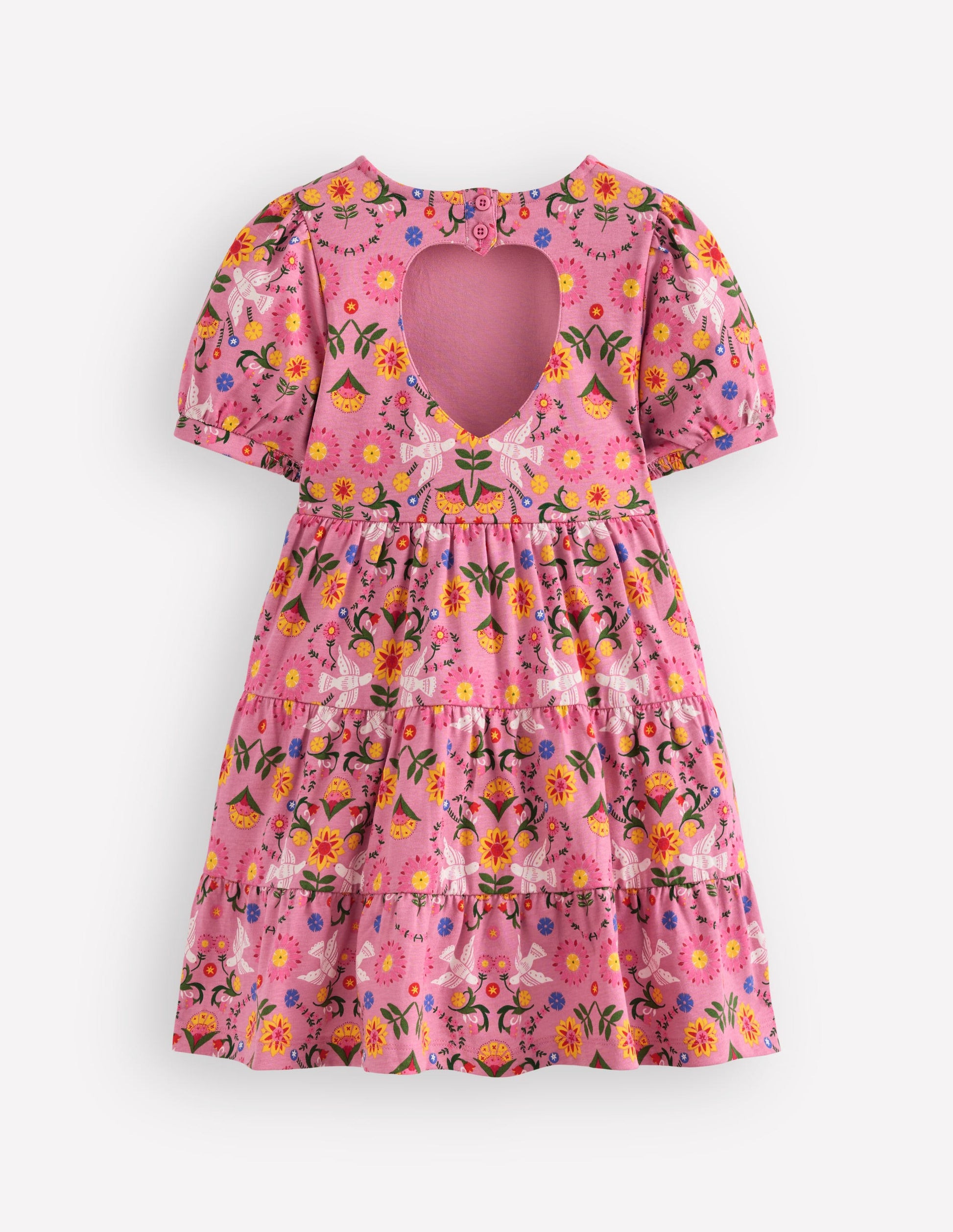 Heart Back Jersey Dress-Formica Pink Bird Floral-2