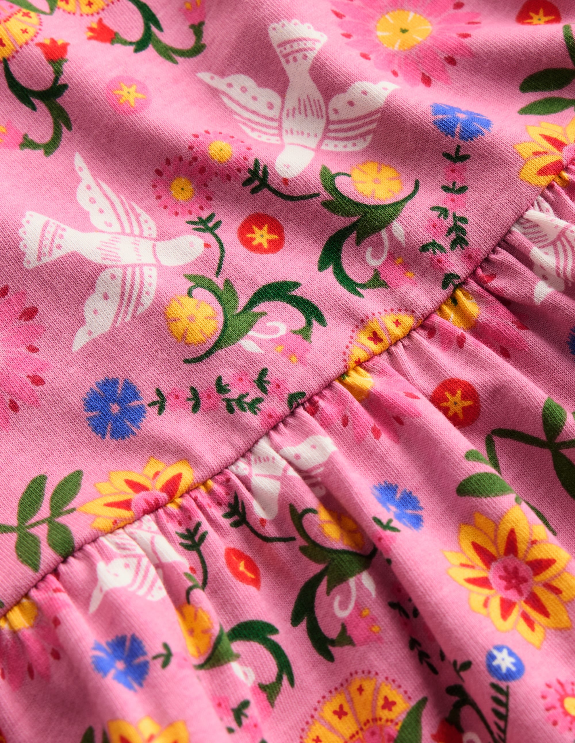 Heart Back Jersey Dress-Formica Pink Bird Floral - Image 3