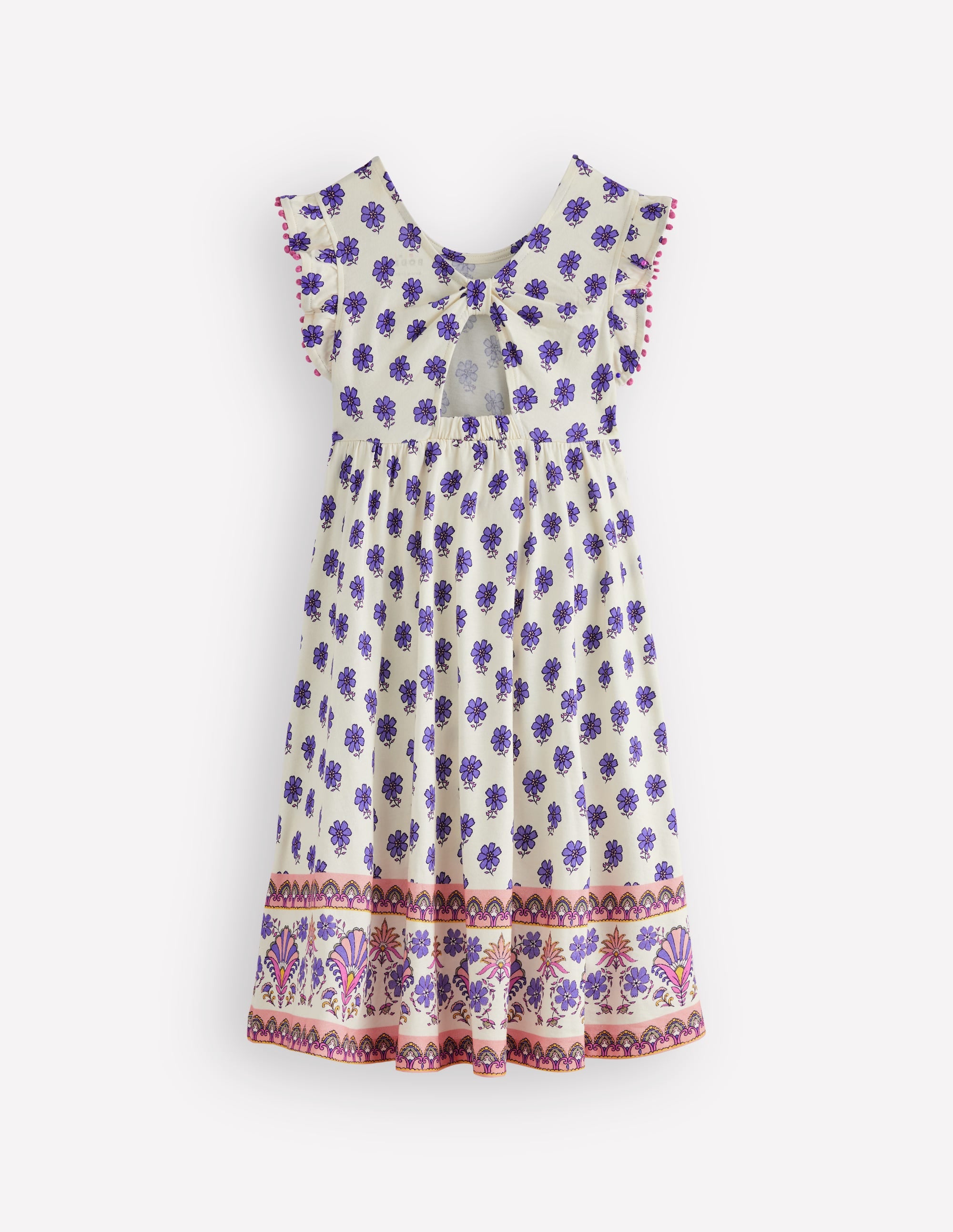 Clover Bow Back Jersey Dress-Multi Woodblock - Image 4