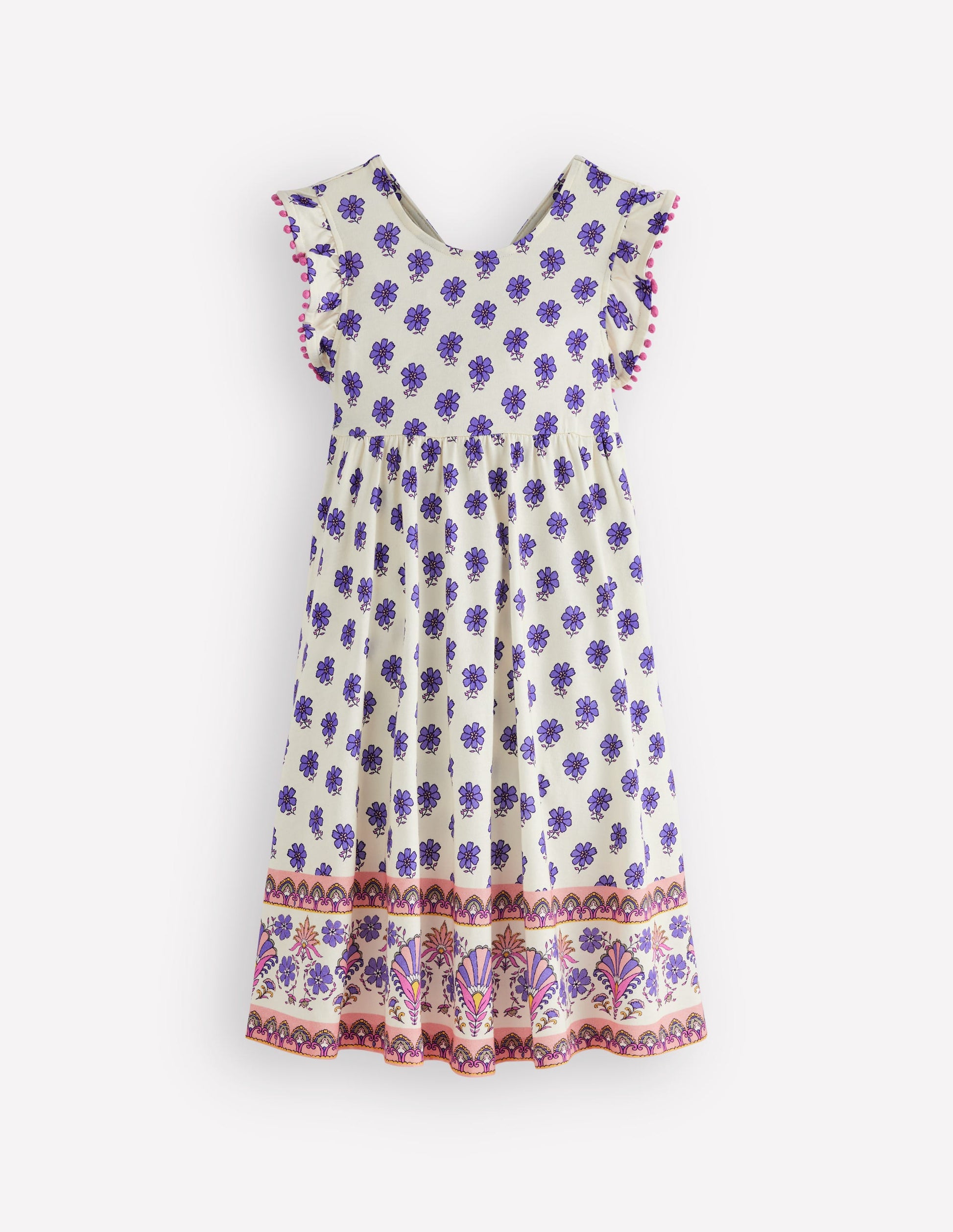 Bow Back Jersey Dress-Multi Woodblock-3