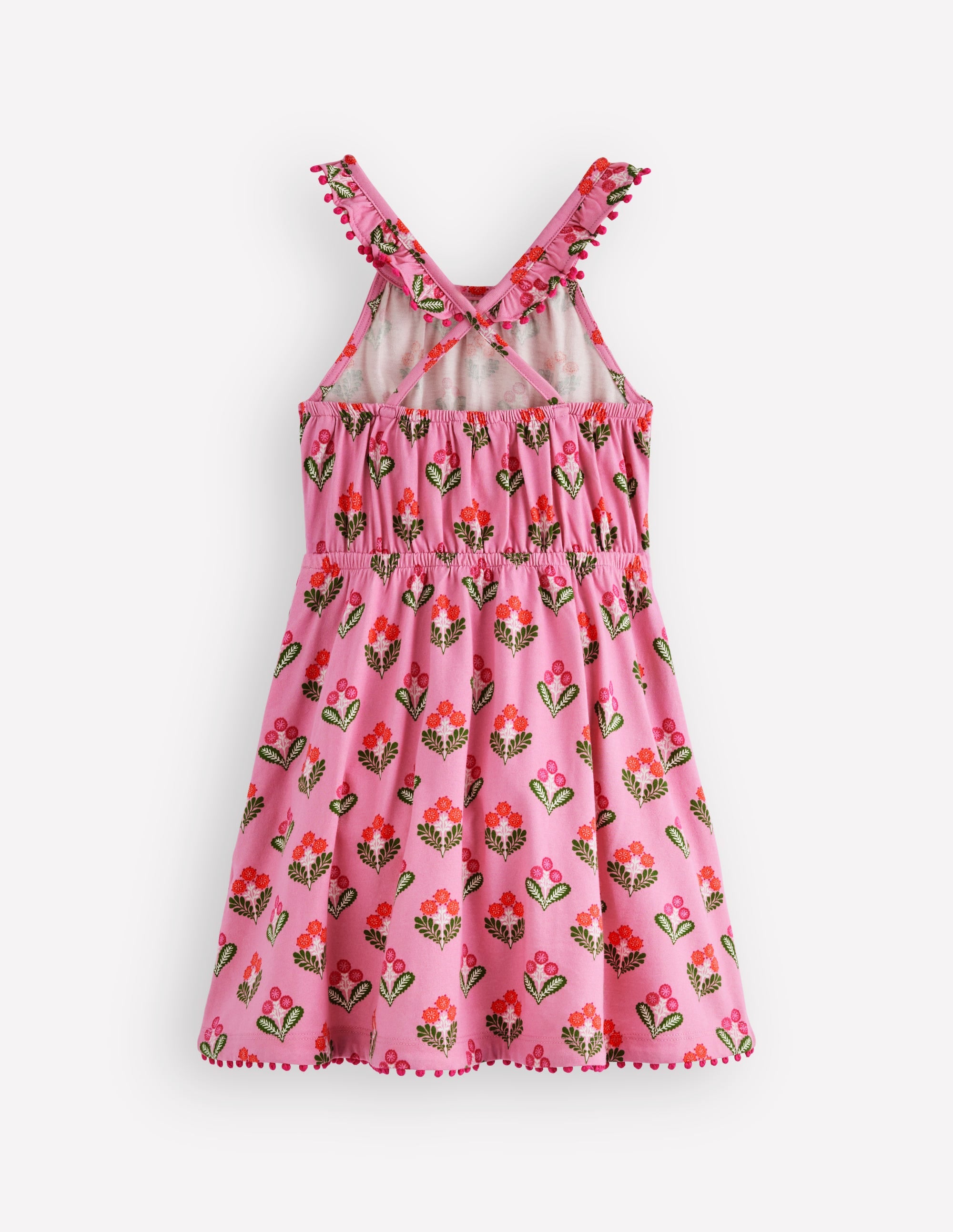 Ruffle Neck Trim Dress-Formica Pink Block Floral - Image 3