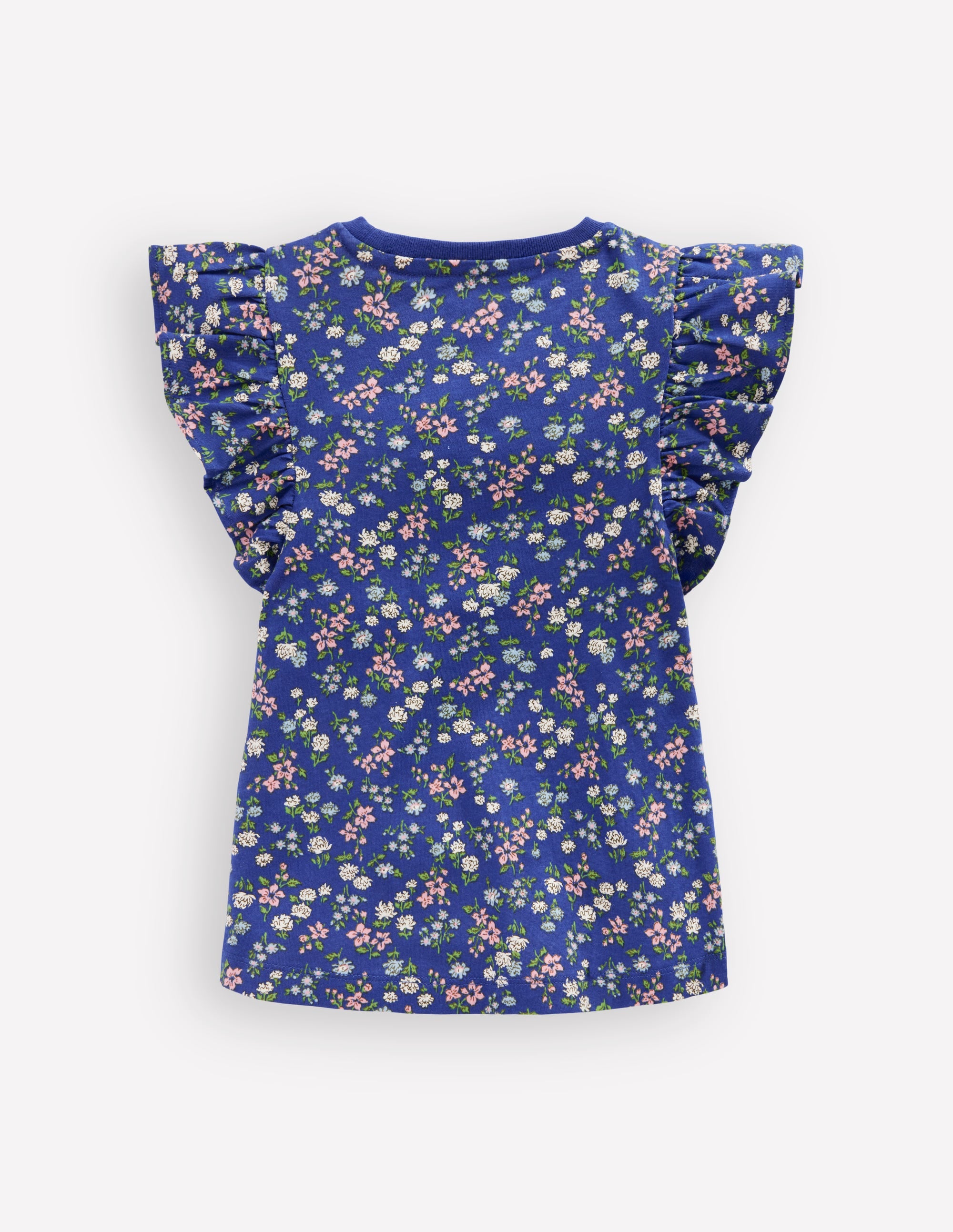 Frill Sleeve Printed Top-Blue Ditsy Floral - Image 2