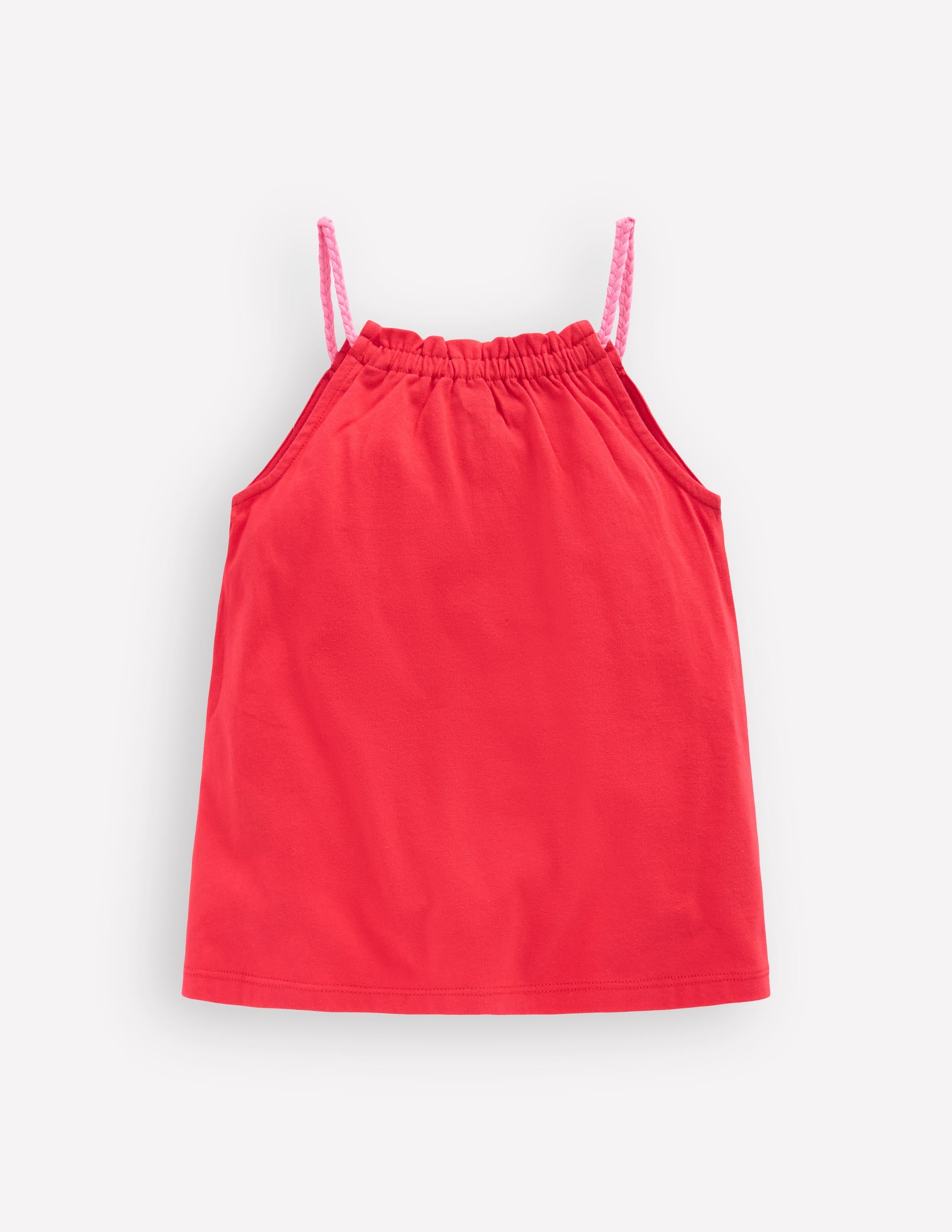 Plaited Strap Embroidered Tank-Spicy Red - Image 2