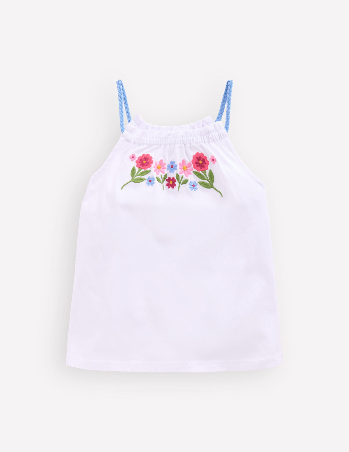 Plaited Strap Embroidered Tank-White Embroidery - Image 1