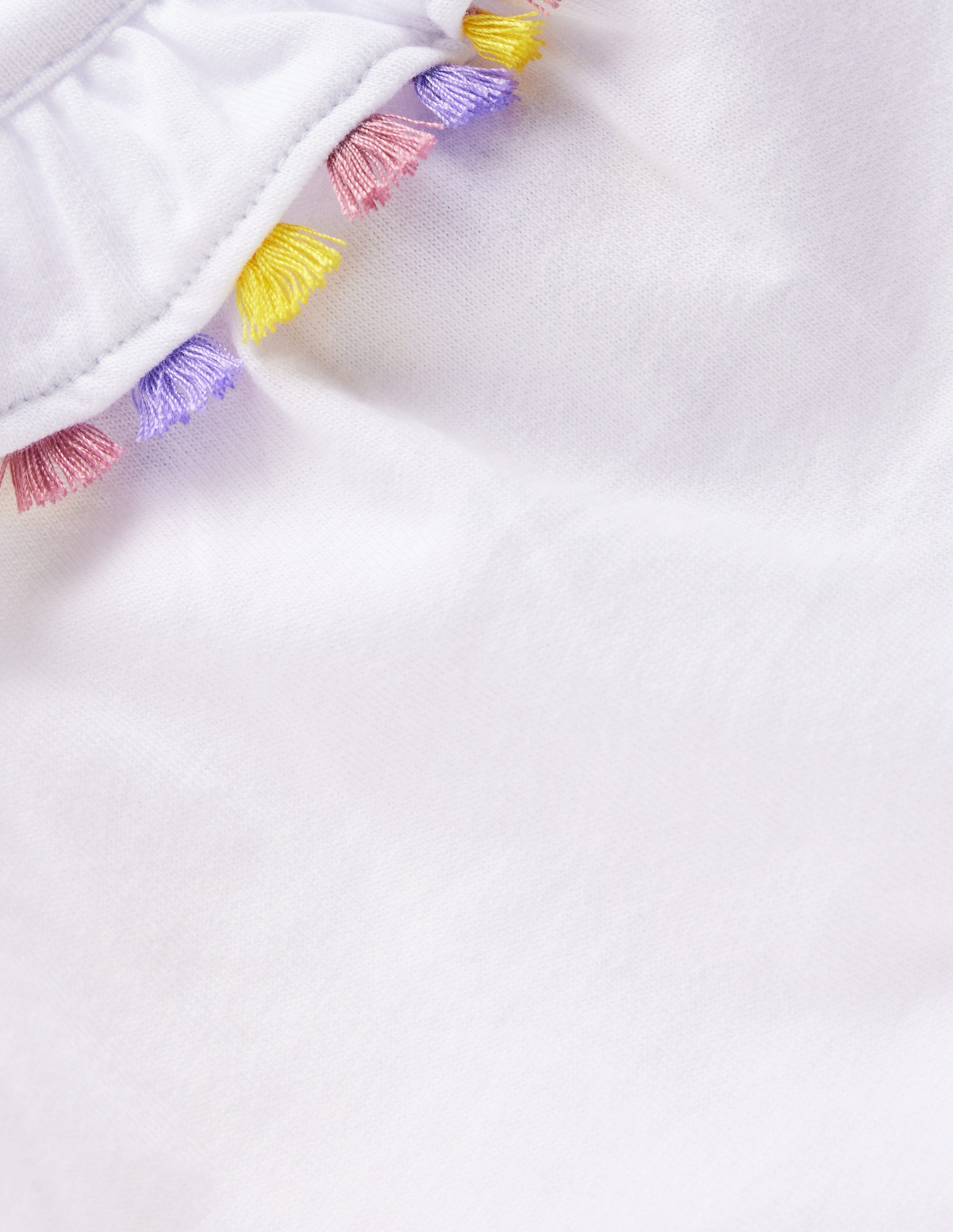 Ruffle Neck Trim Top-White - Image 3