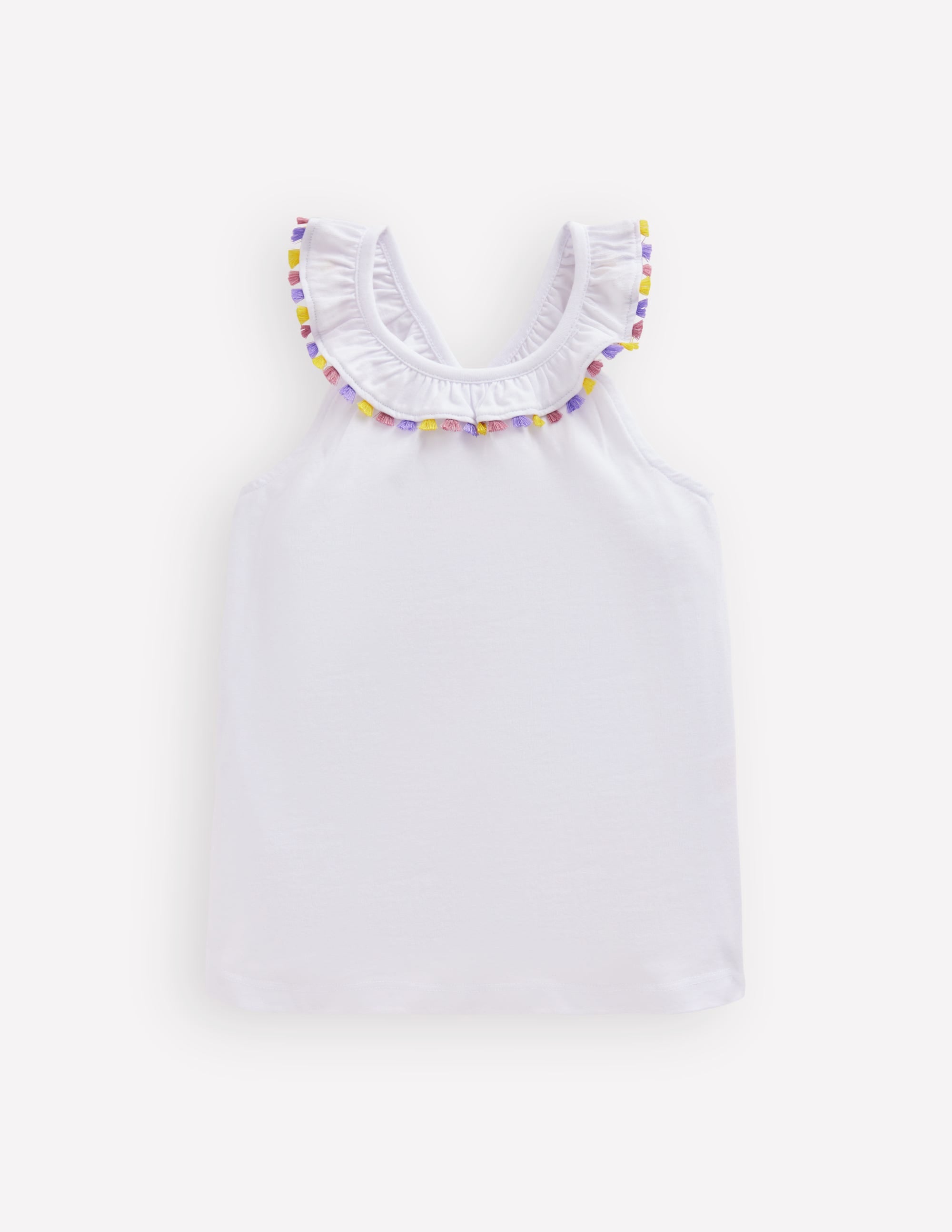 Ruffle Neck Trim Top - White | Boden USA