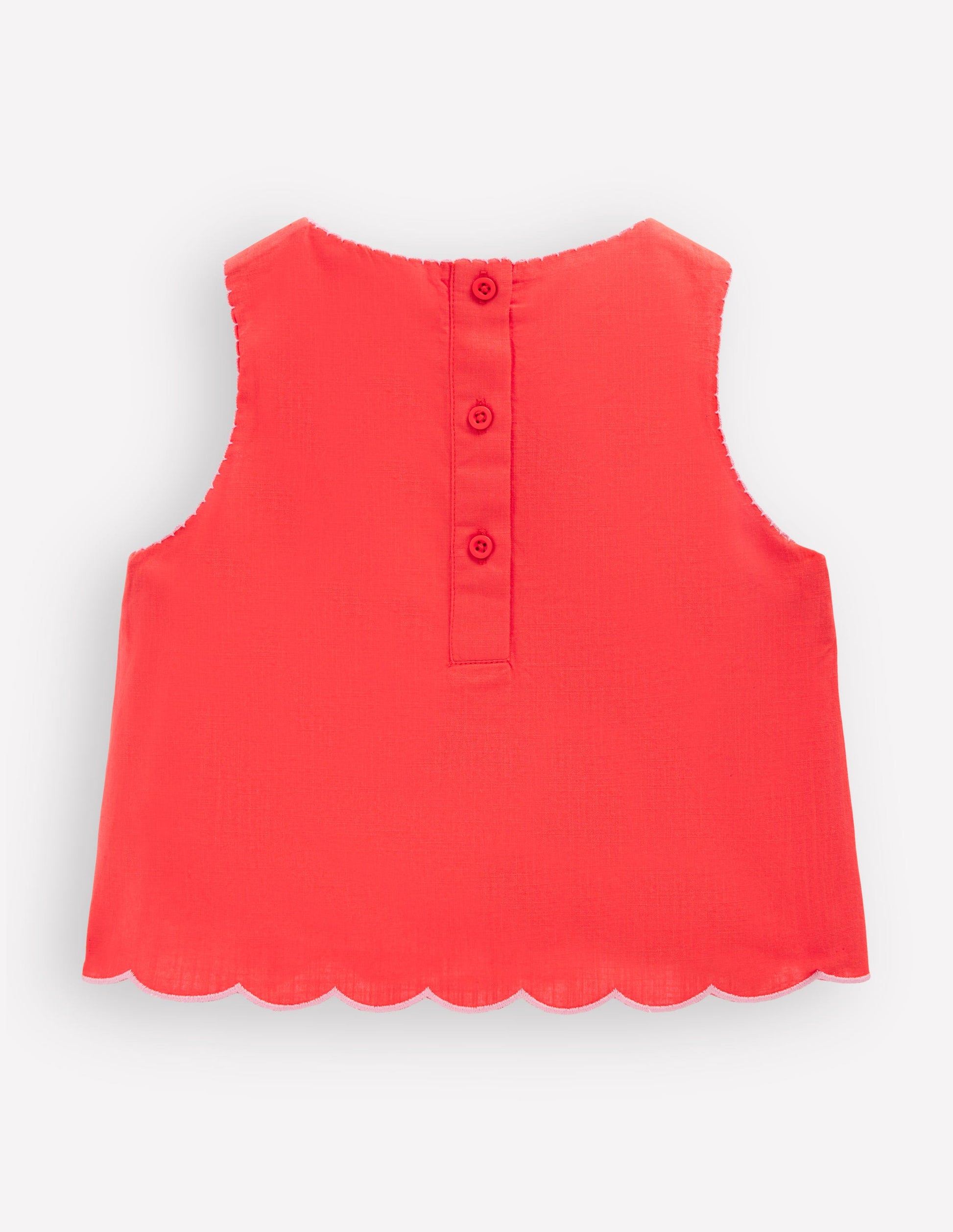 Woven Shell Top-Spicy Red Neon Embroidery-2