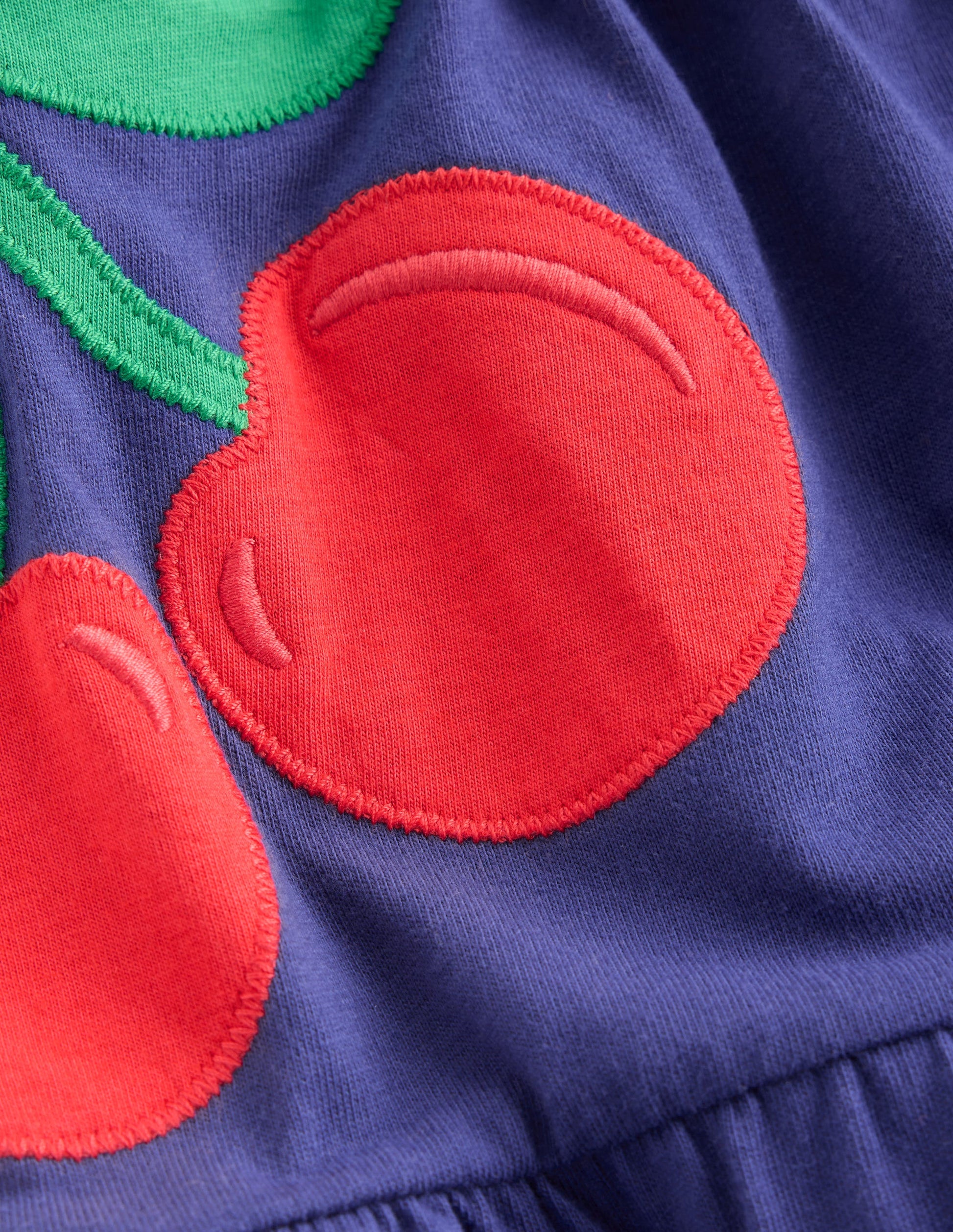 Enola Appliqué Jersey Dress-Starboard Blue Giant Cherries-3