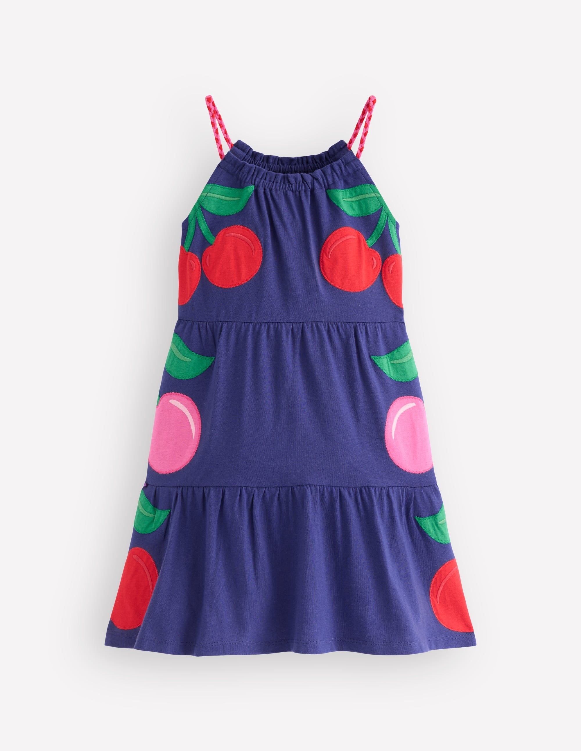 Enola Appliqué Jersey Dress - Starboard Blue Giant Cherries