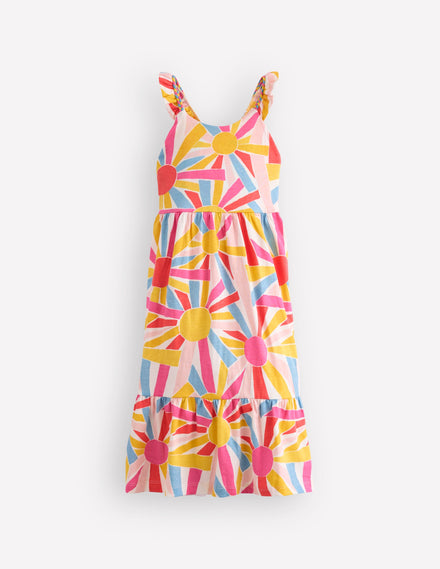 Cross-back Midi Jersey Dress-Soft Ivory Small Sunburst