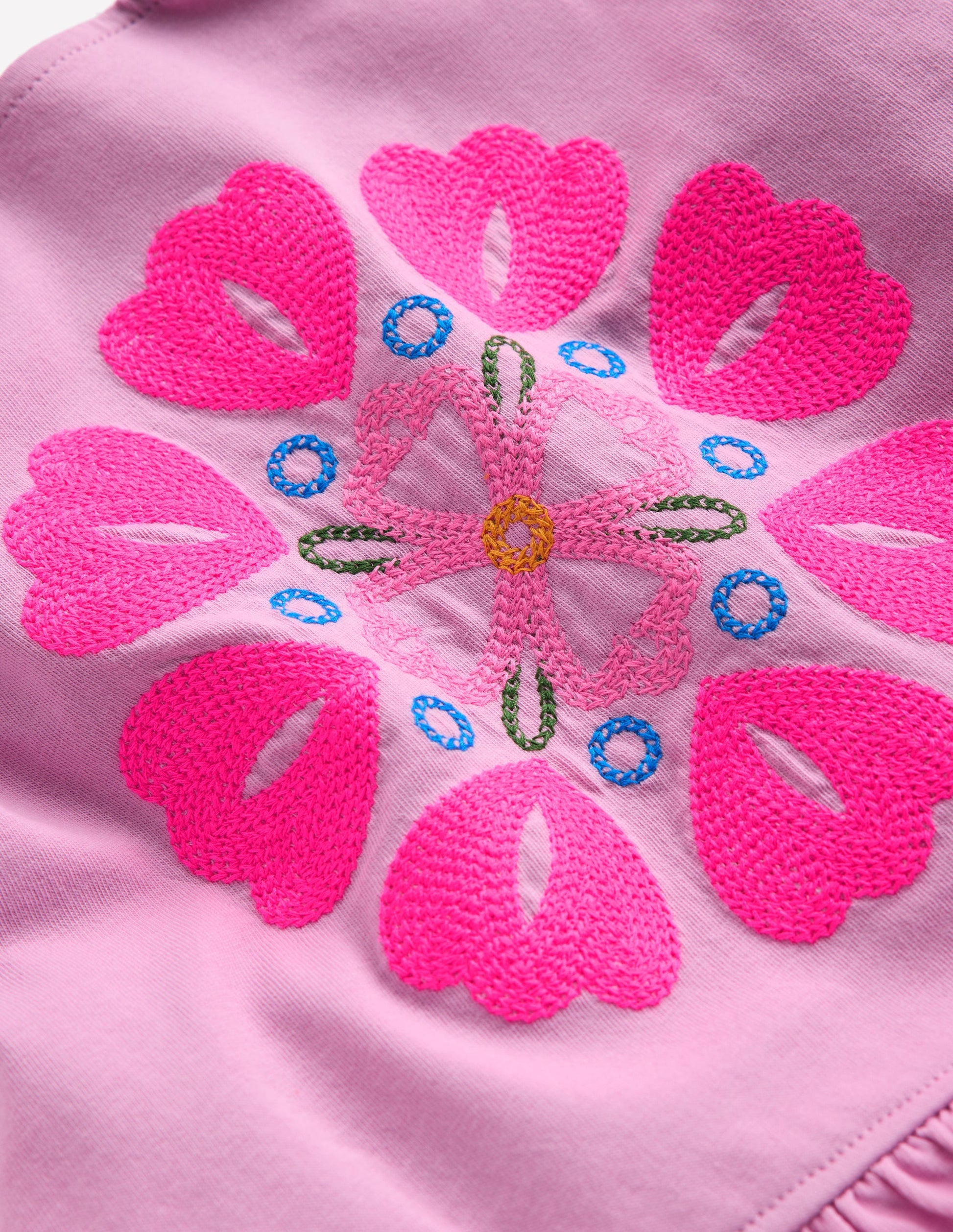 Embroidered Ruffle Top-Pink Punch Embroidery-4